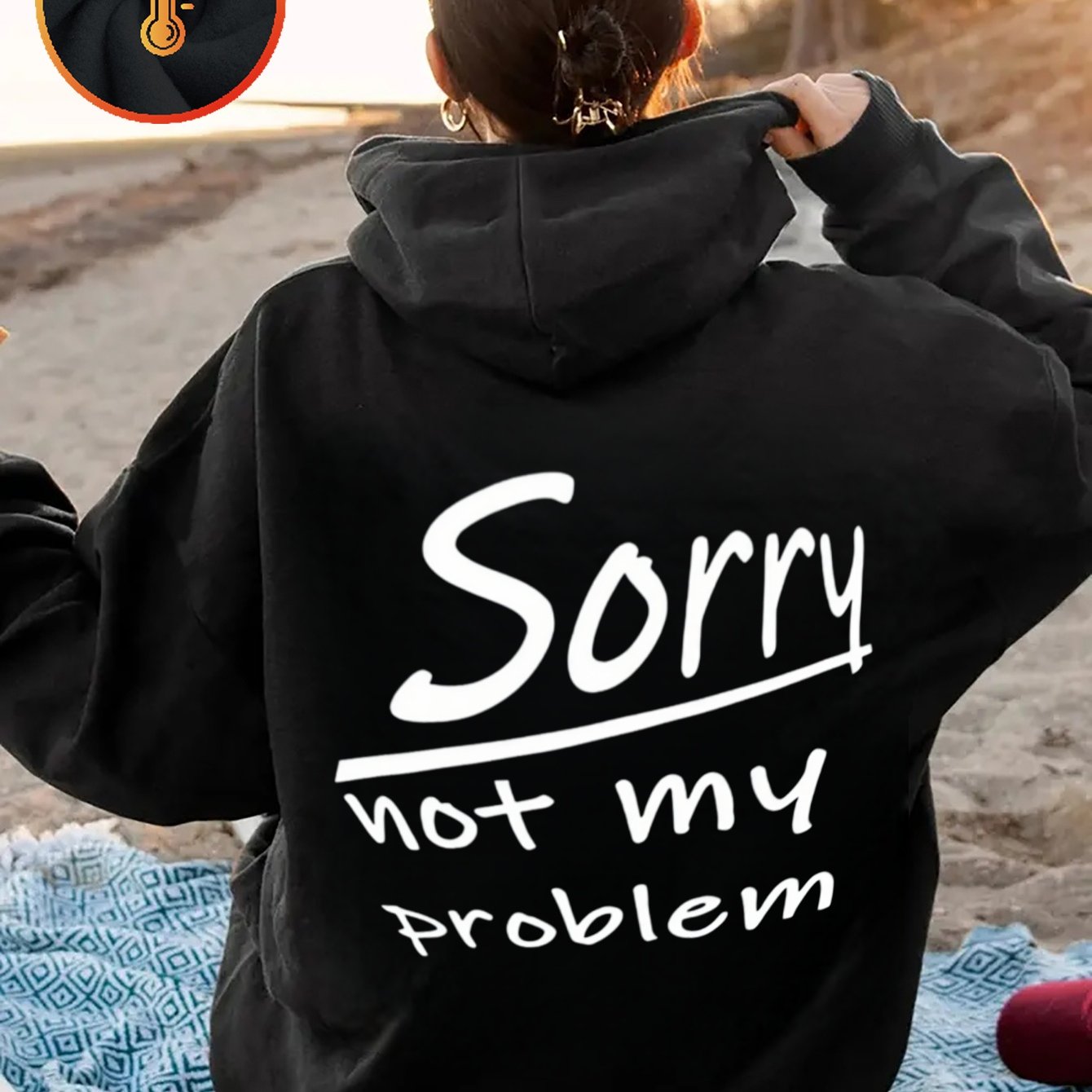E-shop Lässiger Hoodie mit "Sorry Not My Problem" Aufdruck | Kapuzenpullover mit Kordelzug für Herbst und Winter - Neue Damenbekleidung mit
