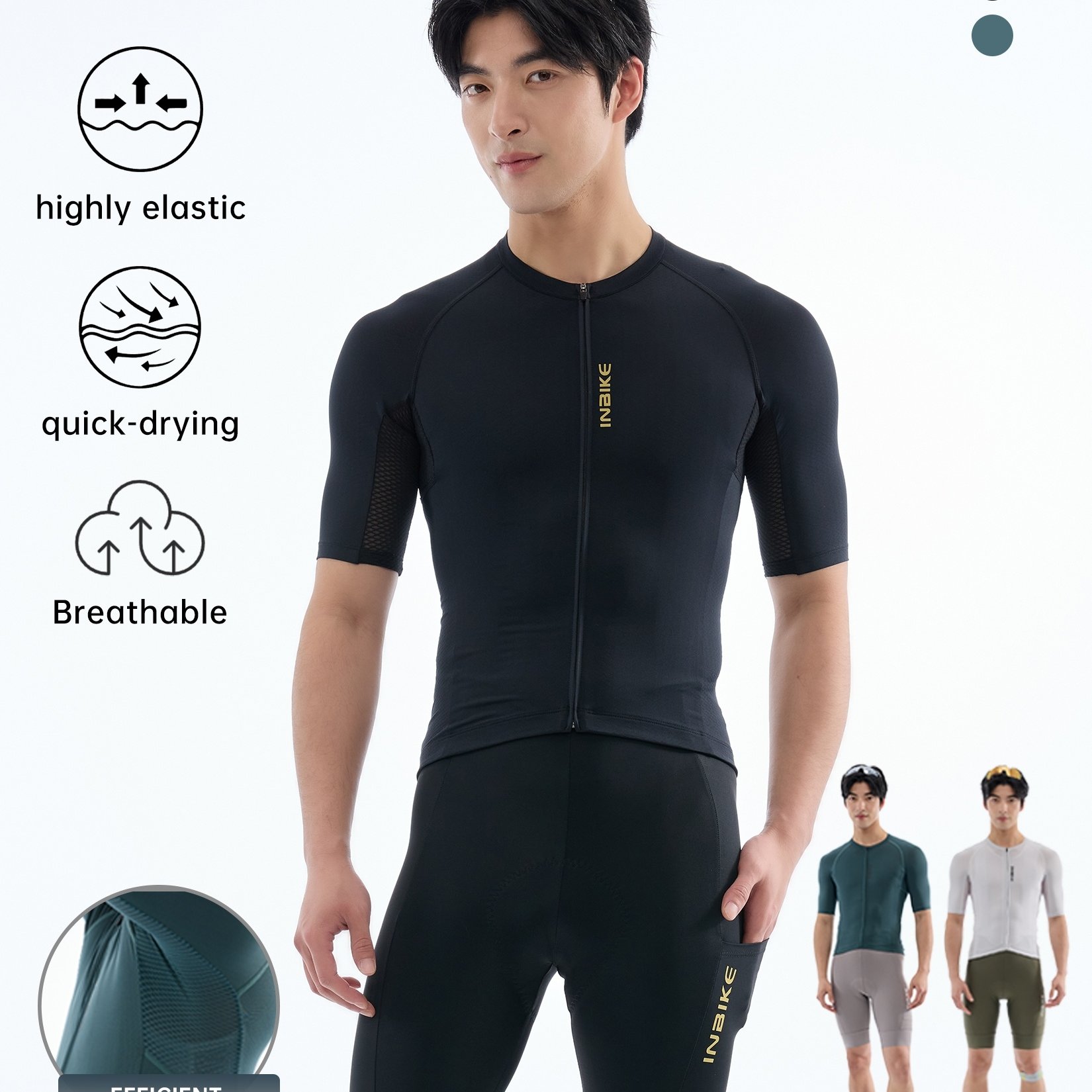 Image of Inbike Men's Spring Summer Breathable Quick Dry Short Sleeve Cycling Jersey For Road Bicycle Professional Upper Wear