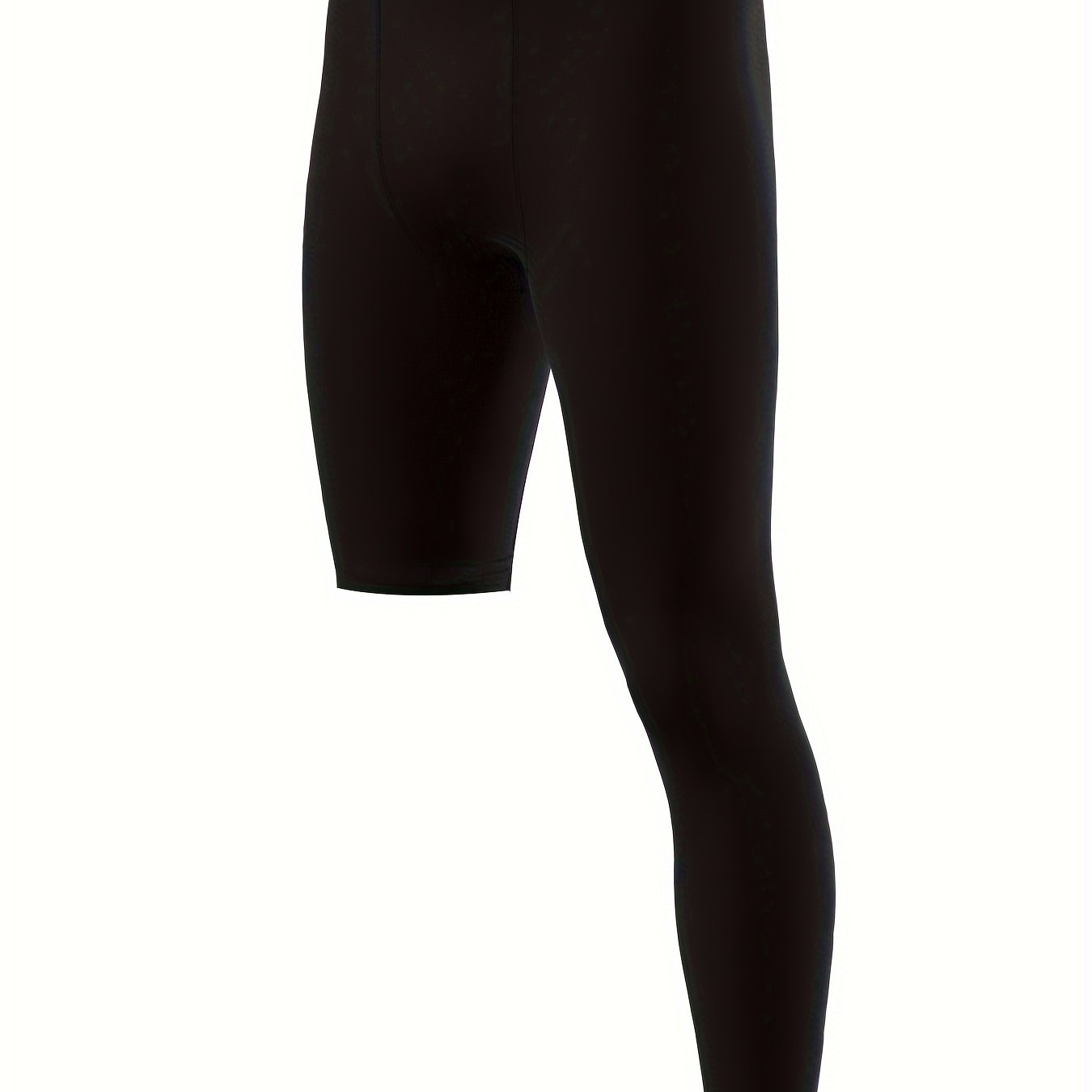 Men's Cropped One Leg Leggings, Active Quick Drying Breathable Sports  Compression Pants For Outdoor Running Training