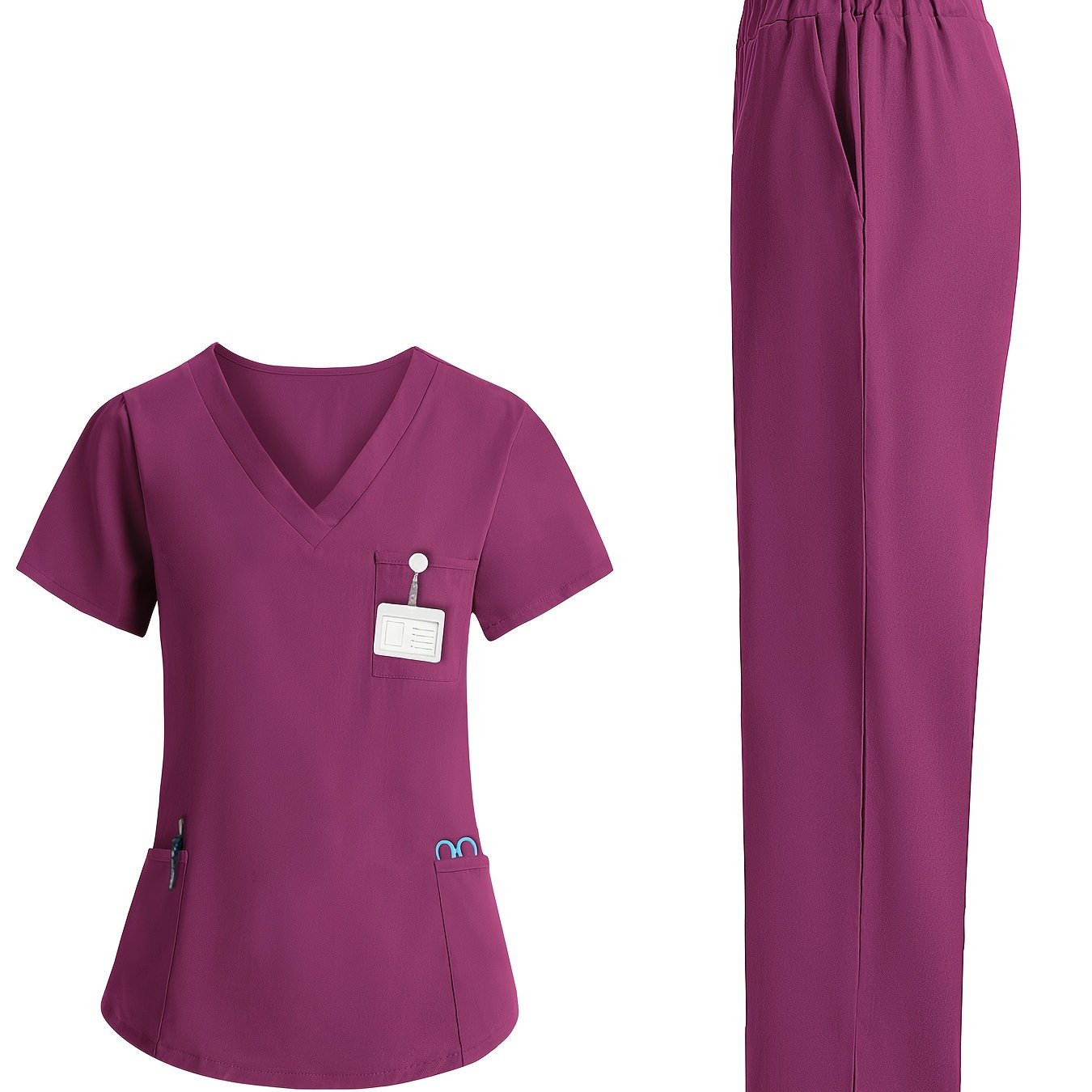TEMU Modisches Damen-Style V-Ausschnitt Krankenschwester Outfit - Hergestellt aus weichem, atmungsaktivem, dehnbarem Stoff, maschinenwaschbar,