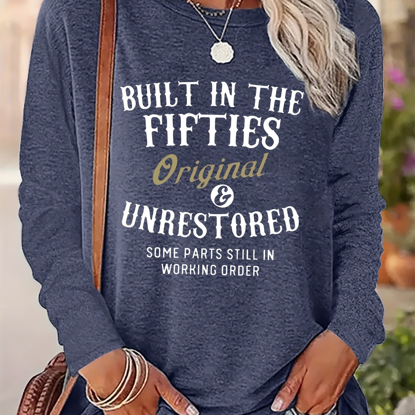 TEMU T-shirt à manches longues décontracté et élégant pour femmes, printemps, automne, hiver, nouveau, imprimé "BUILT IN ", extensible, confortable,