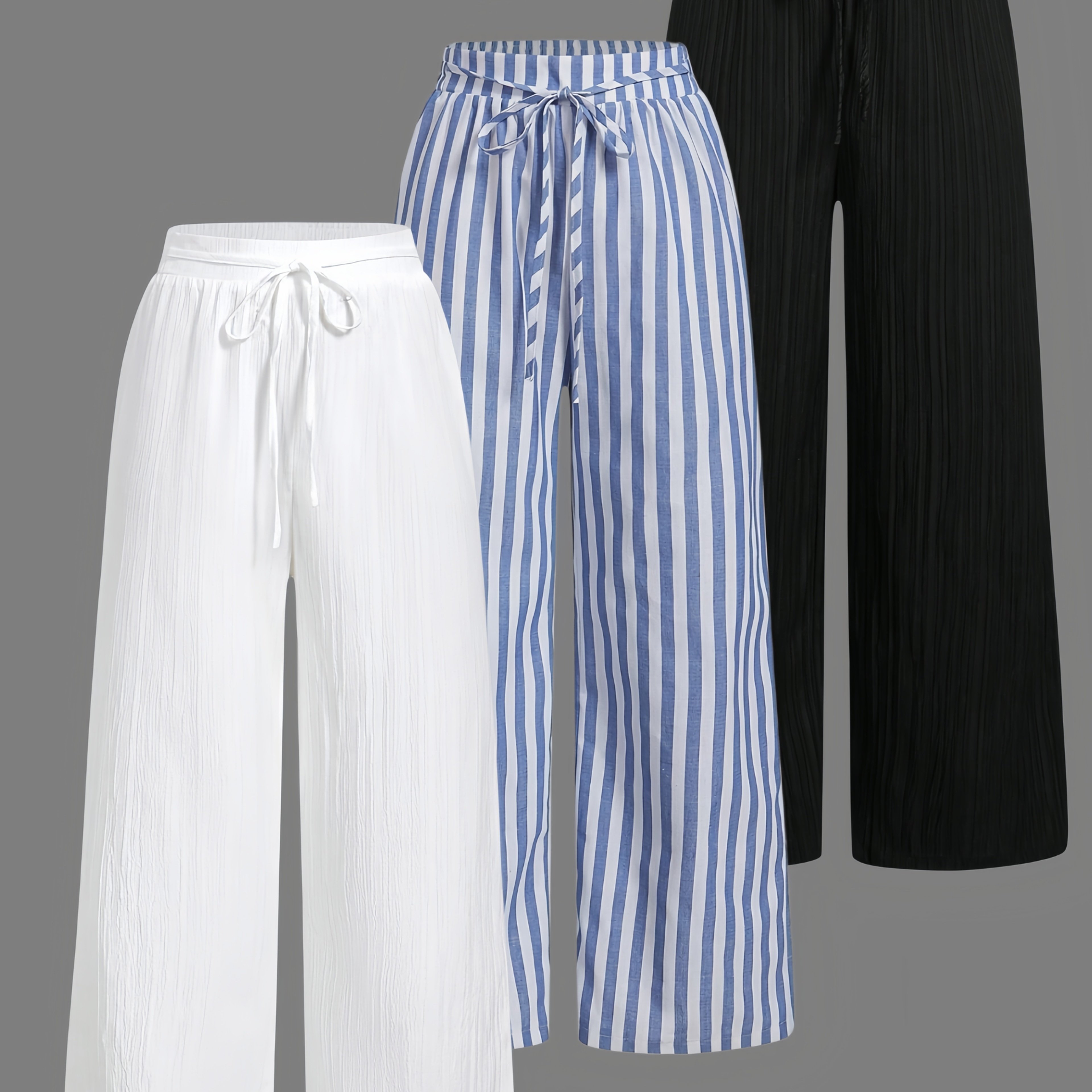 TEMU Plus Size, 3pcs Plus Size Women's Casual Vacation Pants