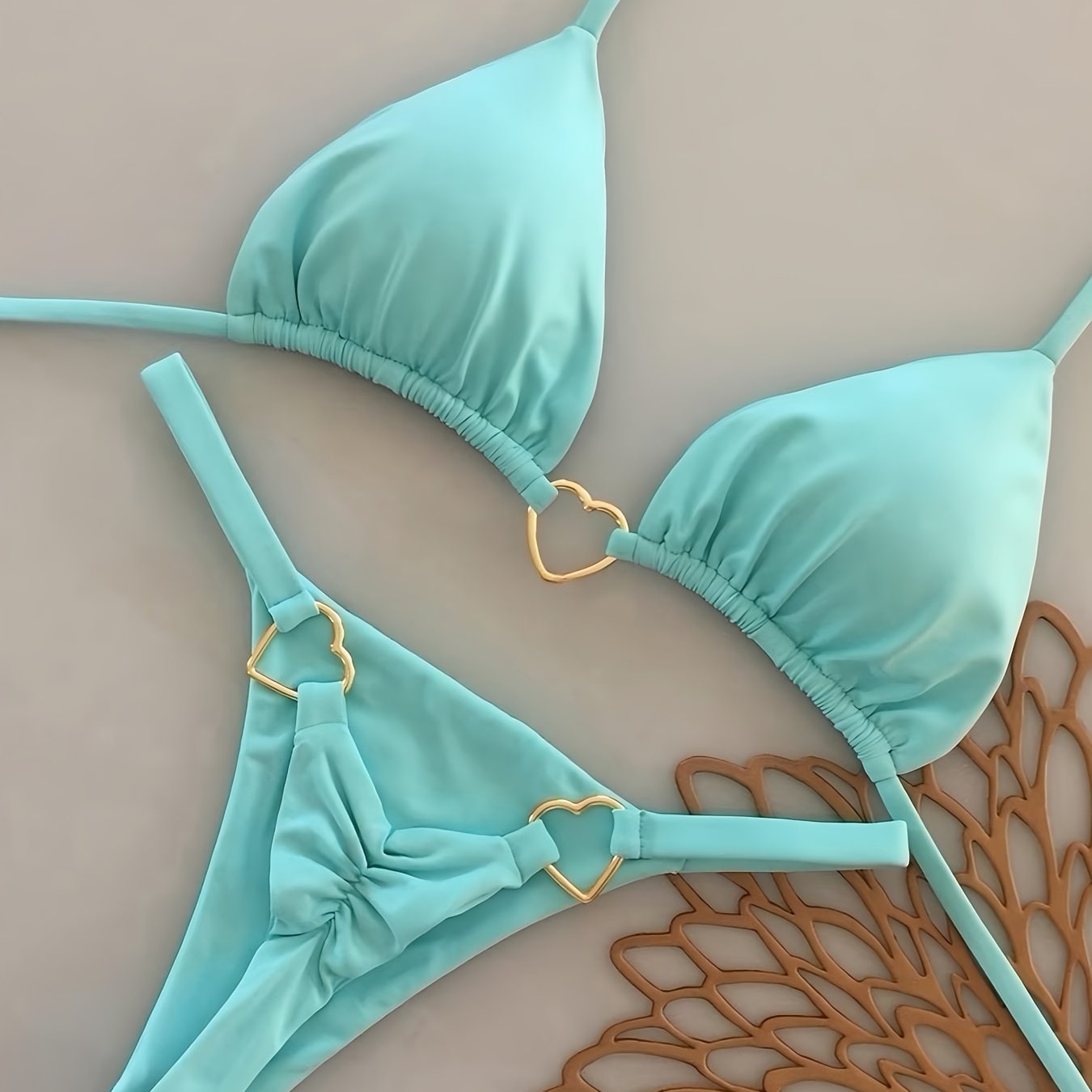 TEMU Women's Fashion Heart-print 2pcs Bikini Swimsuit Set