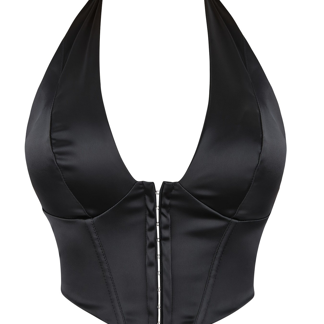 Image of Women's Halter Tight Bodycon Cami Top Sexy Deep Bustier Fashion Body Shaper Double Layer Breathable Halloween Prom Dress Smooth