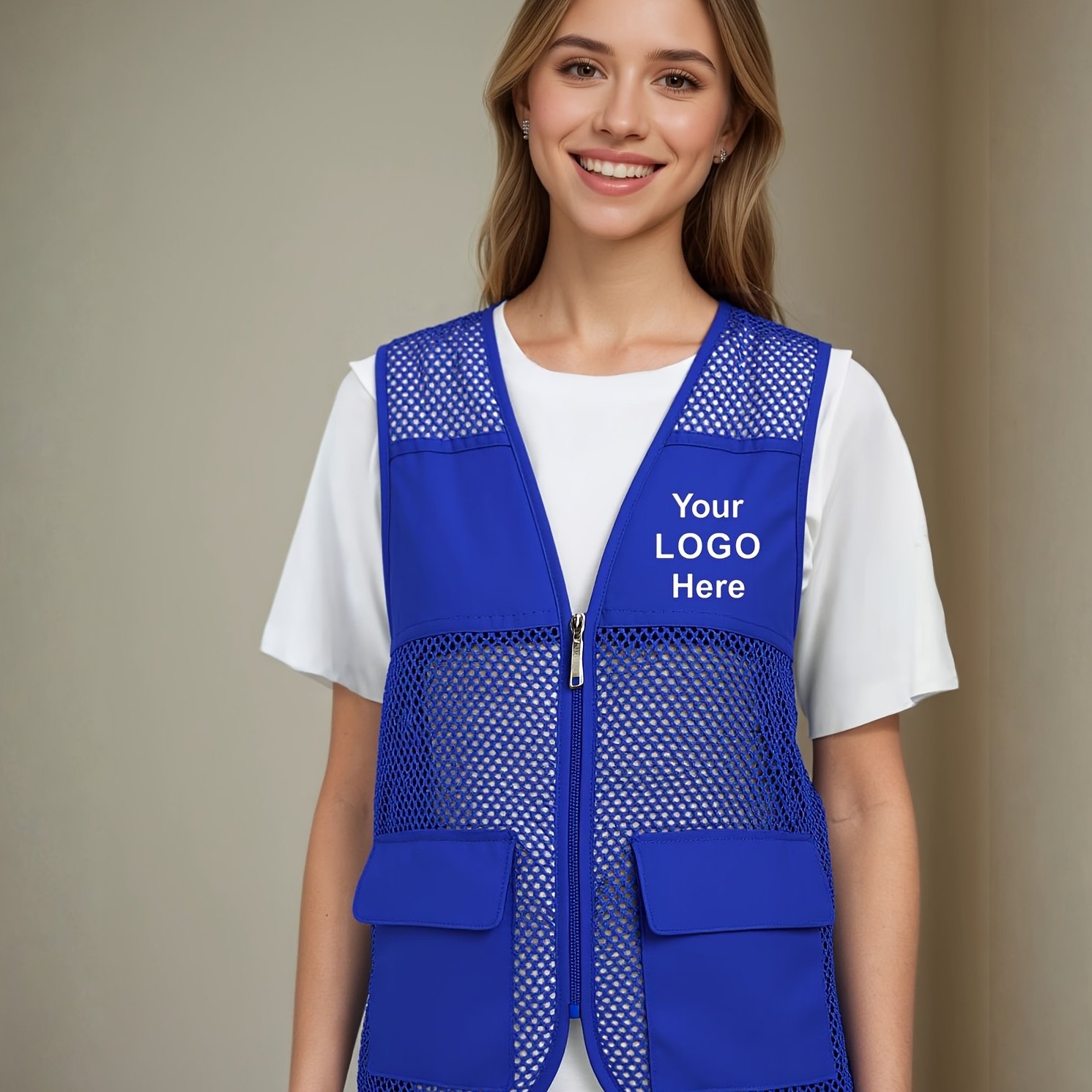 TEMU Gilet de travail à logo personnalisé imprimé, gilet en pour bénévole avec imprimé, adapté aux événements d'entreprise, au team building et à un