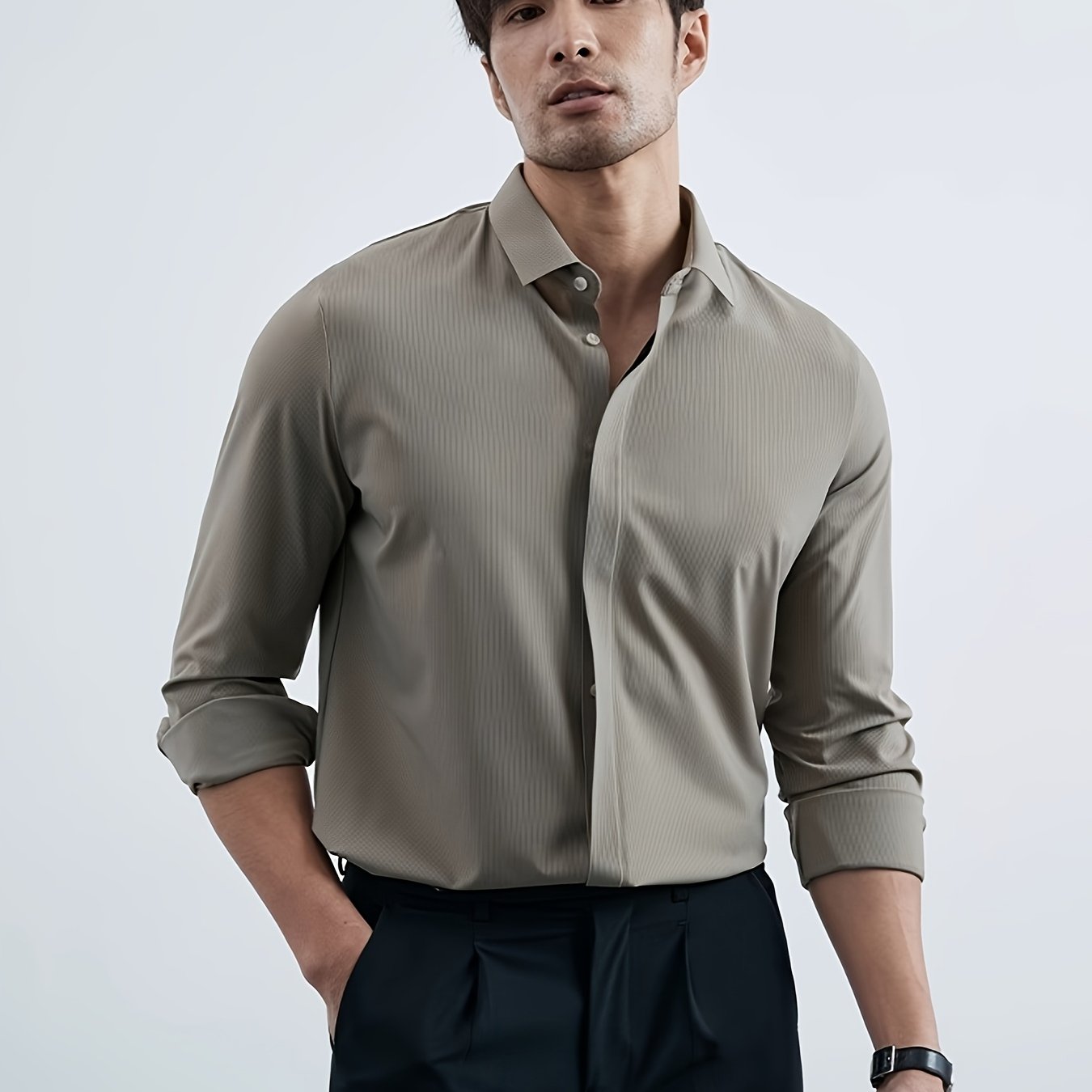 TEMU Men Shirt Long Sleeve Shirt Plus Size Business Formal Shirt Men Long Sleeve For Men