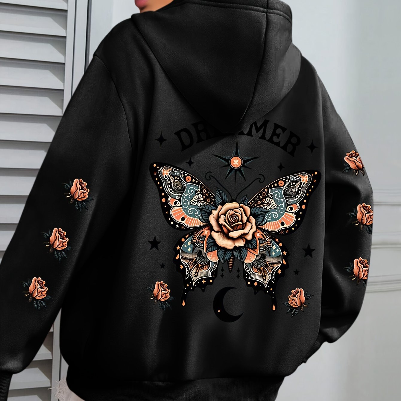 TEMU Plus Size, Plus Size Hoodie, Casual Long Sleeve With Pocket Hooded Sweatshirt For Winter & Fall, Designed For Women, Women's Plus Size Clothing