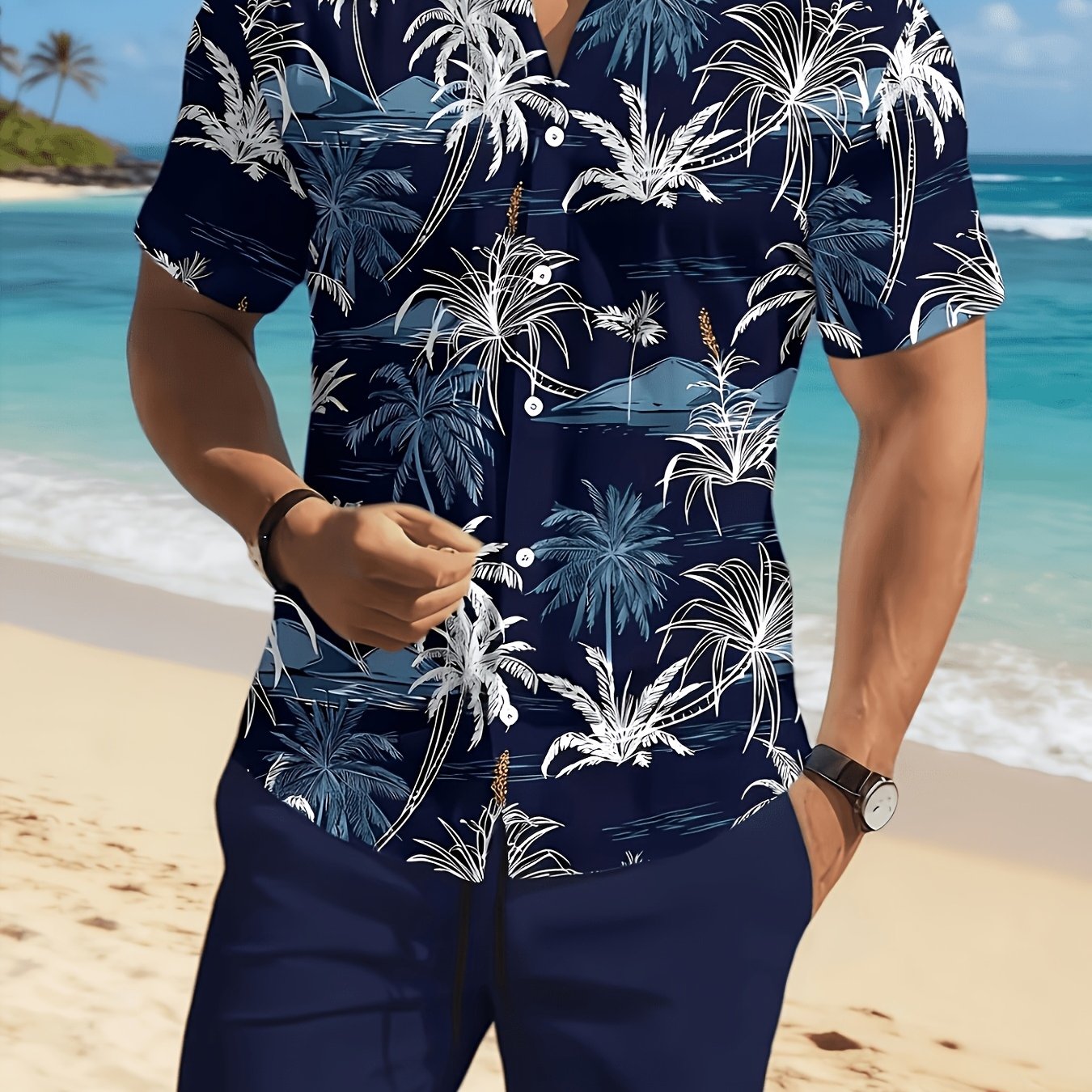 TEMU Short Sleeve Casual Print Shirt Set