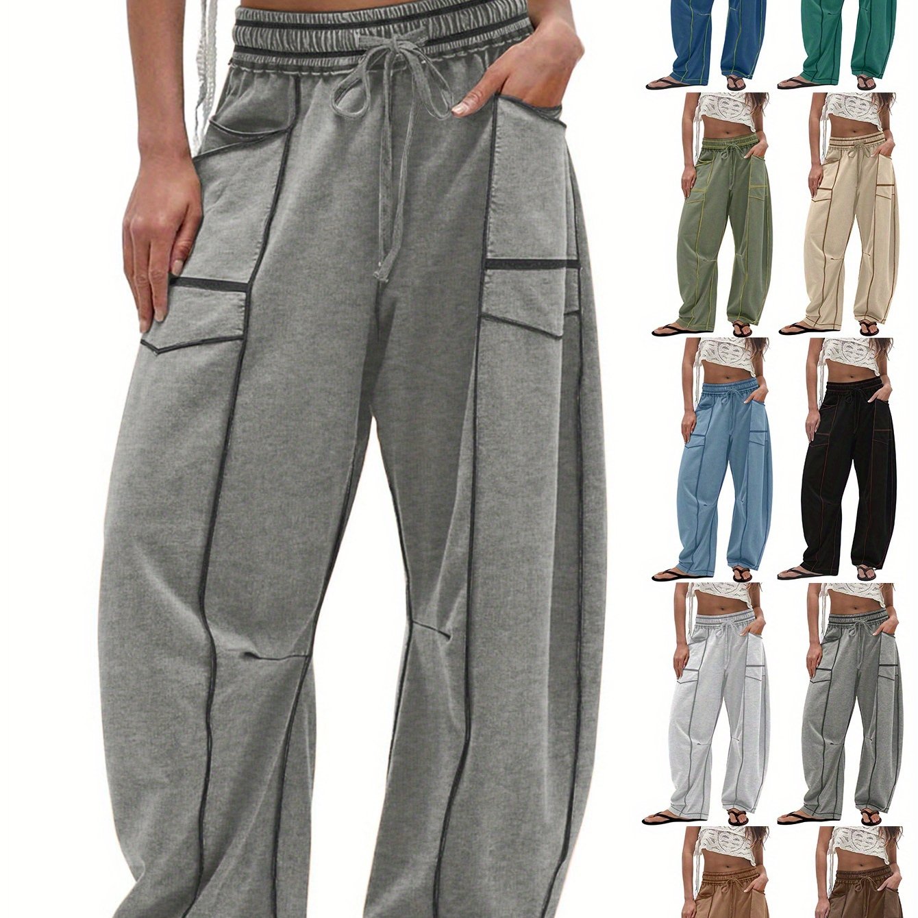 Women's Baggy Pants Wide Sweatpants 2025 Trendy Pants With Drawstring Waist And Pockets Casual Comfortable Travel Joggers