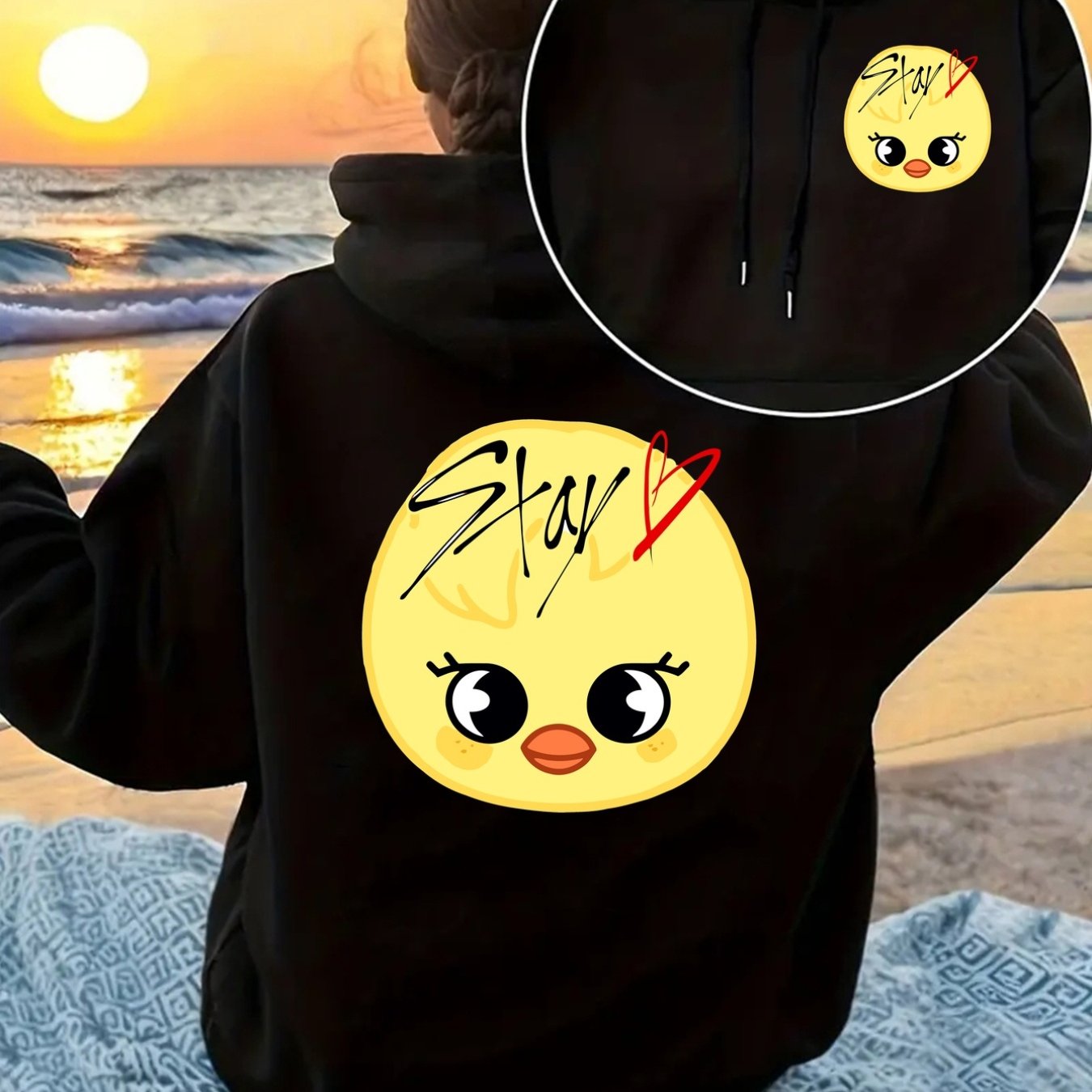 TEMU Hooded Sweatshirt With Front And Back Print, Little , Stay Print Hoodie, Drawstring Casual Hooded Sweatshirt, Suitable For Winter And Autumn,