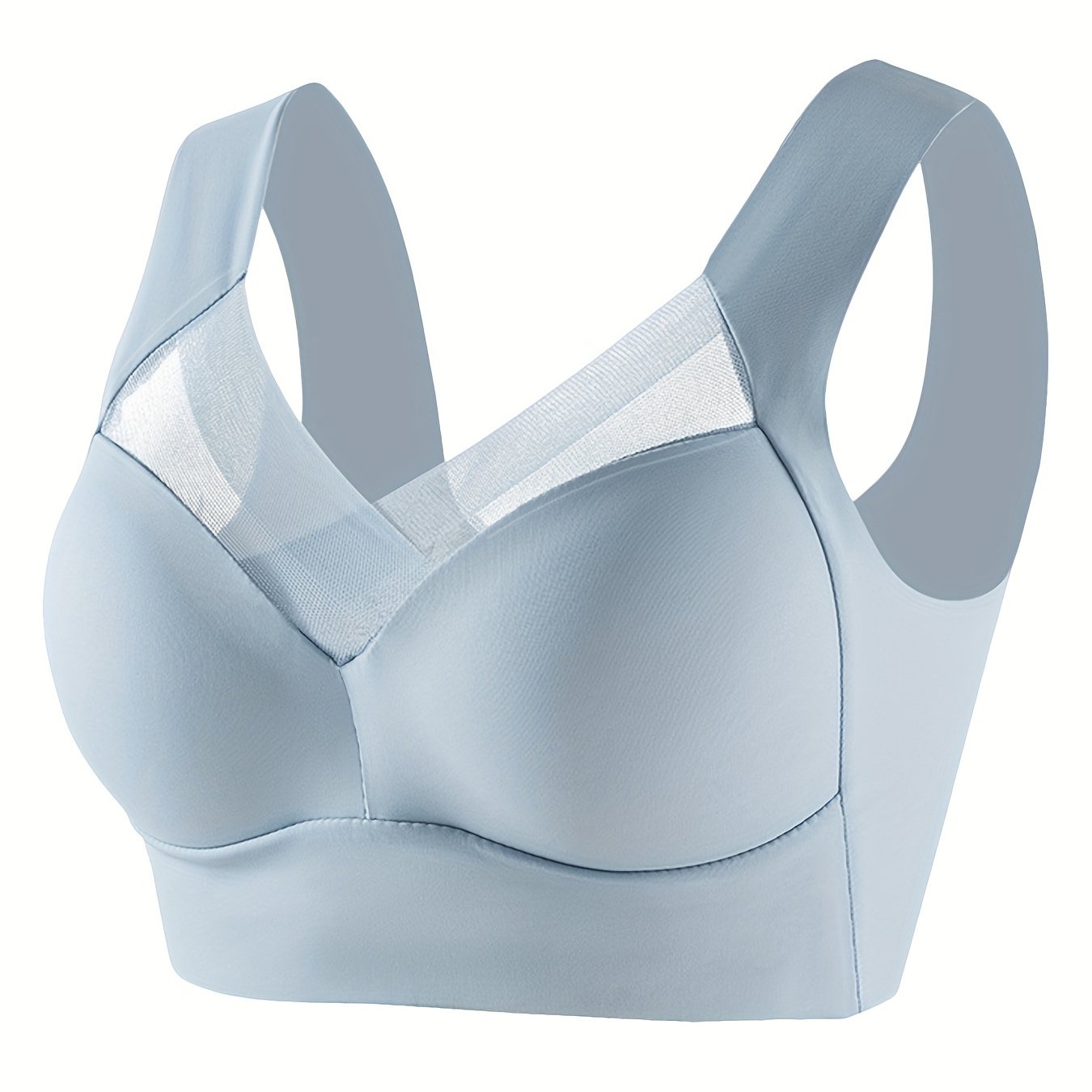 Contrast Mesh Wireless Bra Comfy Breathable Full Coverage