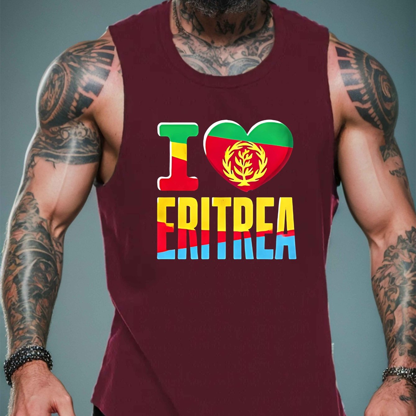 TEMU Love Eritrea Flag Standard Size Men's Vest