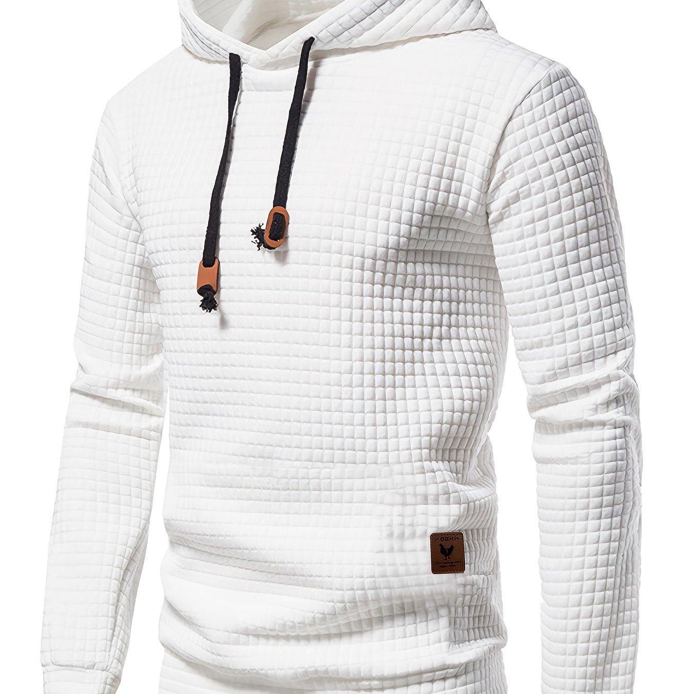 E-shop Waffelmuster Einfarbiger Hoodie, Coole Hoodies für Herren, Lässiger Herren Pullover Kapuzenpullover mit Kängurutasche Streetwear für Winter