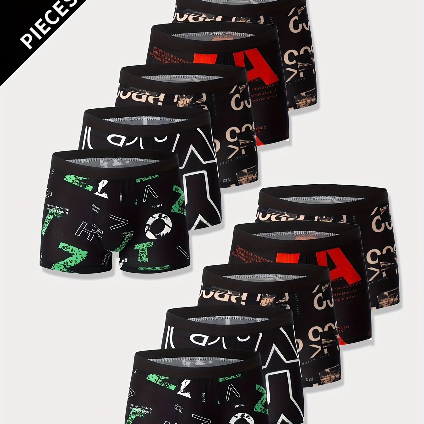 Image of 10pcs Colored Letters A Print Men's Boxer Briefs, Casual Breathable Comfortable Boxer Briefs For Men, Suitable For Daily Wear And Sports Fitness