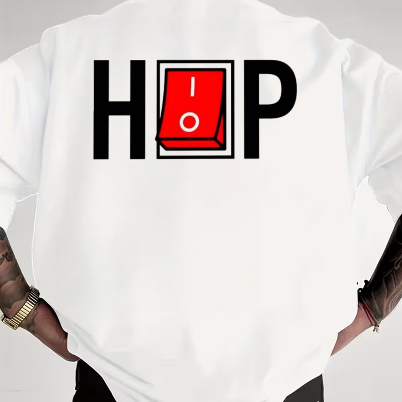 Image of Men' Hip Hop Style Graphic Print Oversized T-shirt, Loose Casual Wear For Everyday - Gear For Young Adults, Ships From Poland