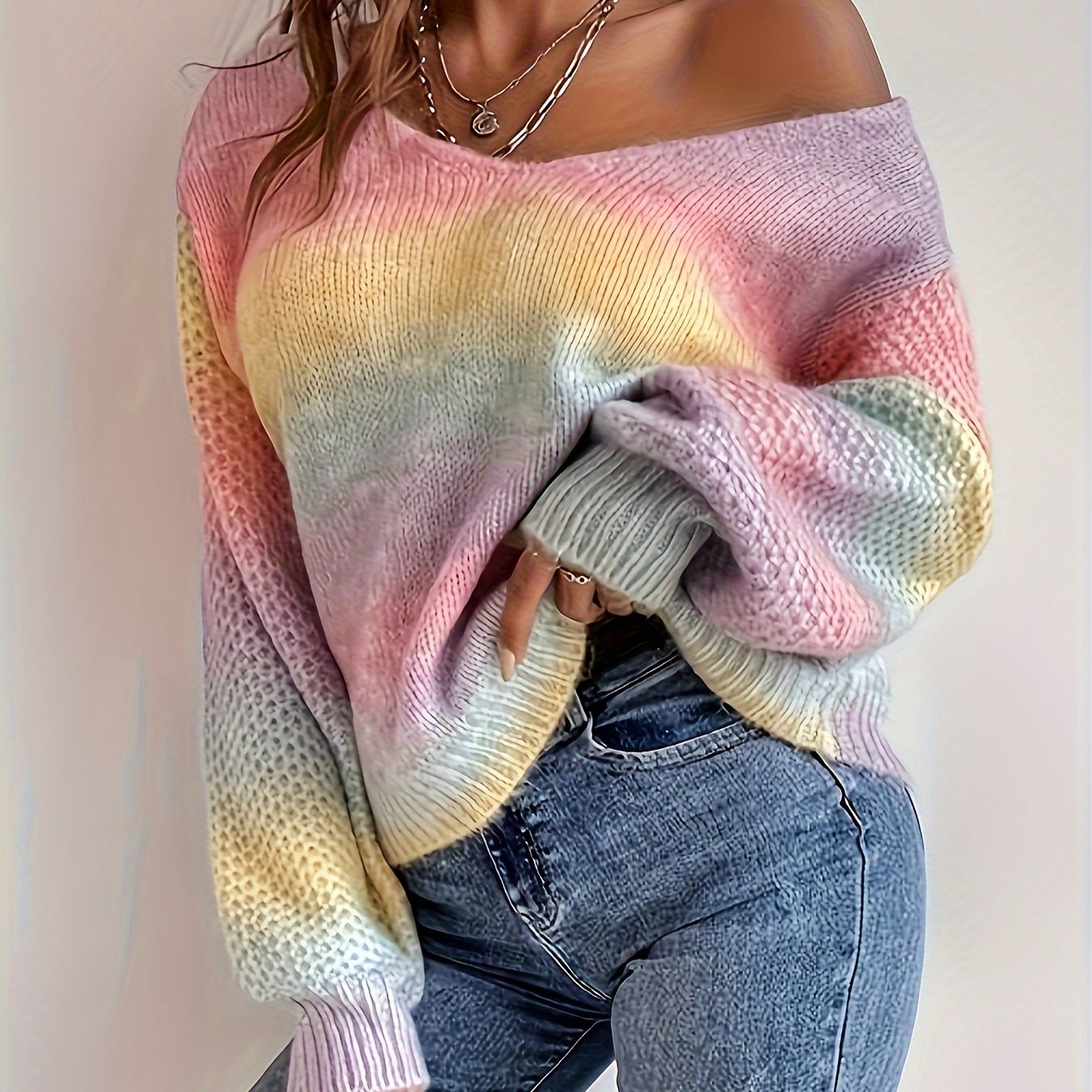 Women's Warm Pullover High Neck Pullover Long Sleeve Sweater Solid Color Warm Pullover