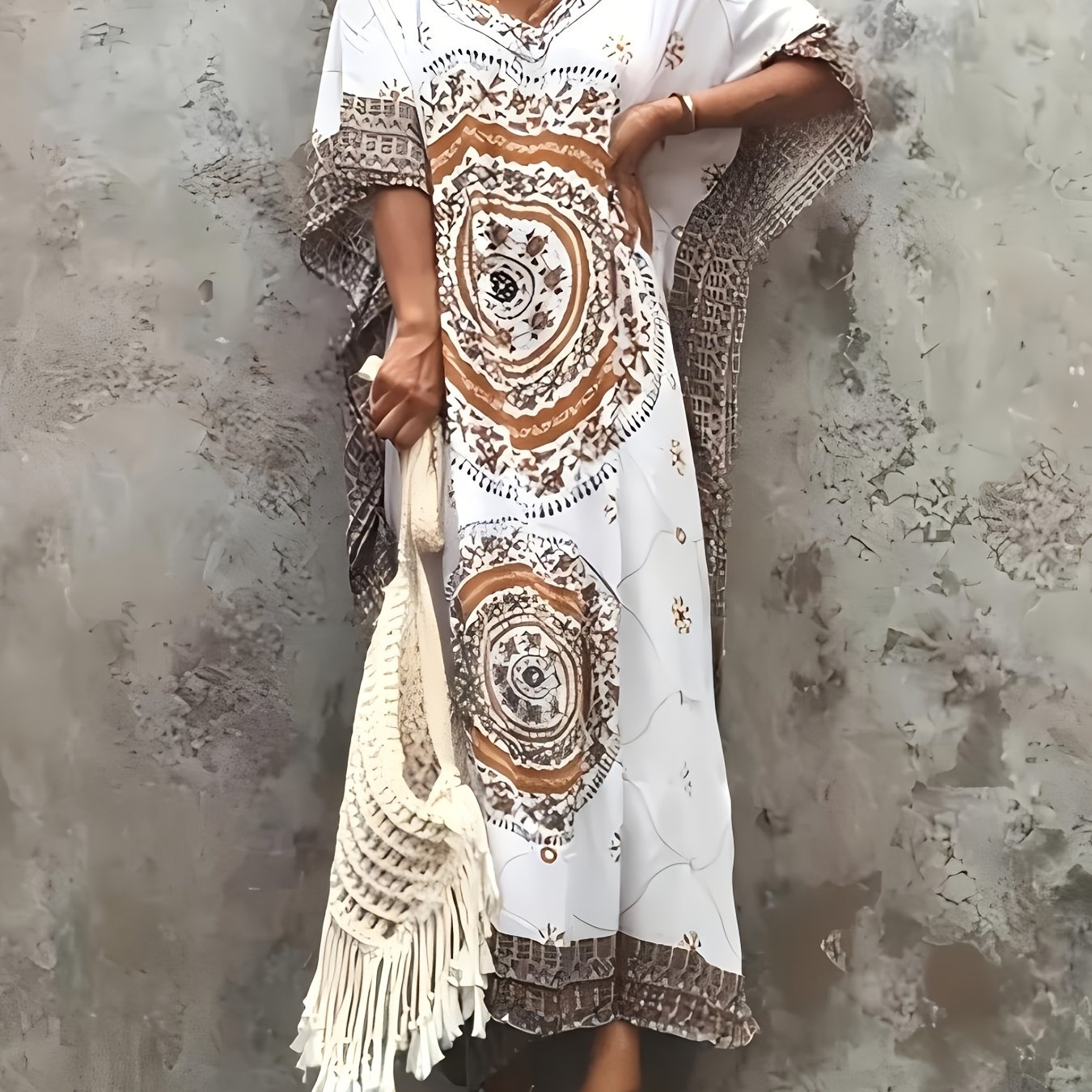 Image of Women Plus Size Swimsuit Cover-up Beachwear Long Cover-ups Kaftan Casual Caftan Dress