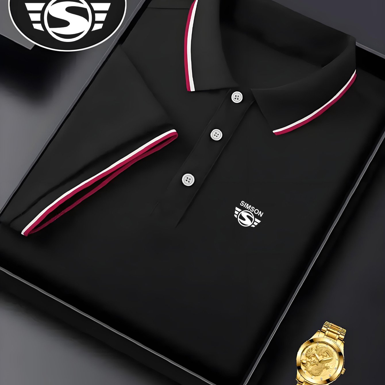 E-shop -Fa4281 Herrenmode Sommer Kurzarm, Geometrischer Druck, Business Casual Bequemes High-End Poloshirt, Hautfreundlich Atmungsaktiv, Kein Pilling