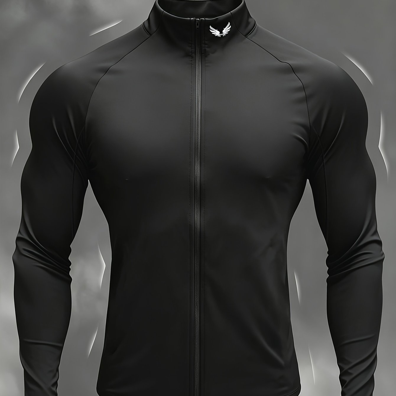 TEMU Men's Slim- Top And Functional Jacket, Men's Casual Sport Jacket, Featuring A Collar And Zipper Design, Quick-drying And Breathable Fabric,