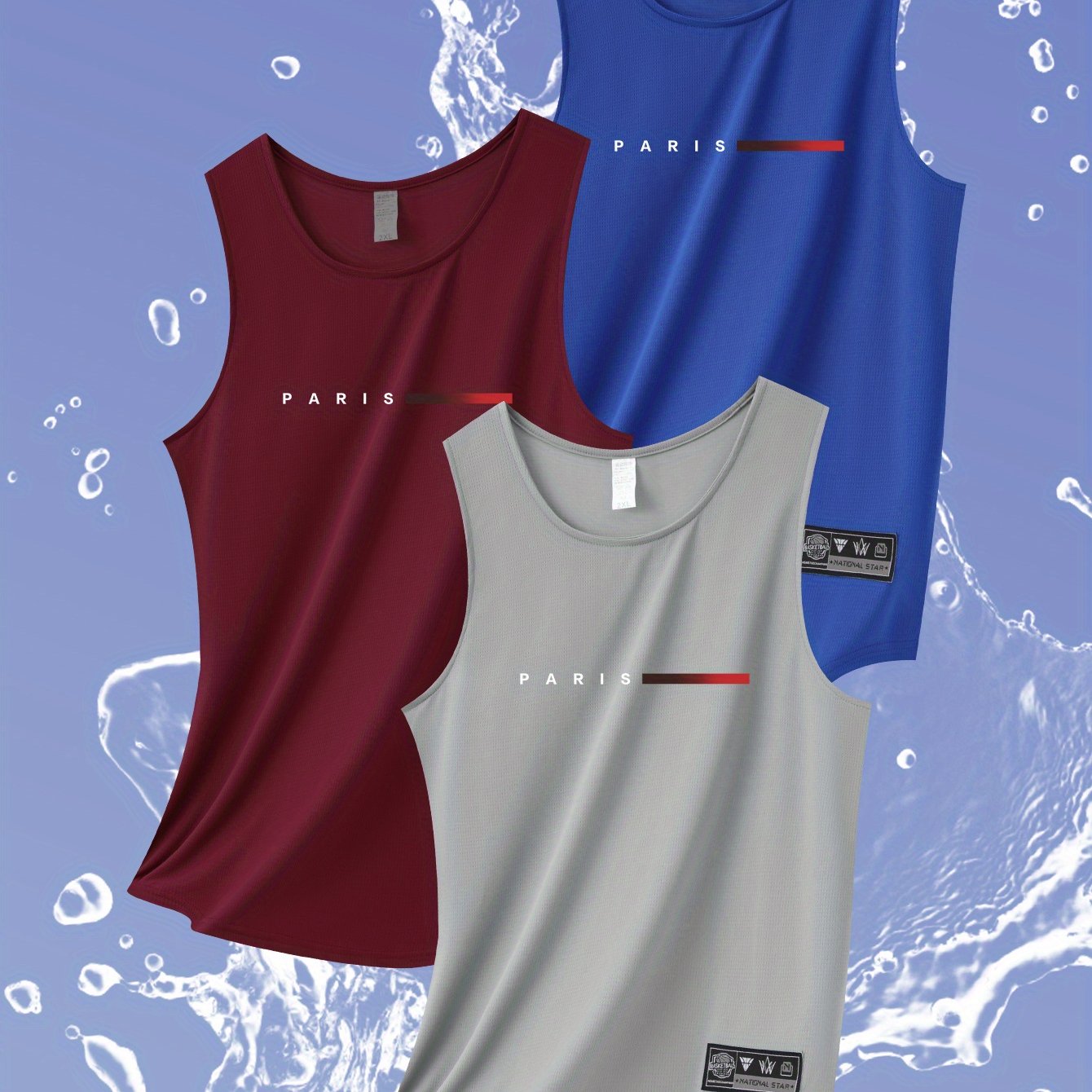 Image of 3pcs Summer Men's Quick-dry Moisture-wicking Breathable Tank Tops, Sleeveless Shirts For Sports, Fitness, And Bodybuilding, Suitable For Running And Training, Men's Apparel