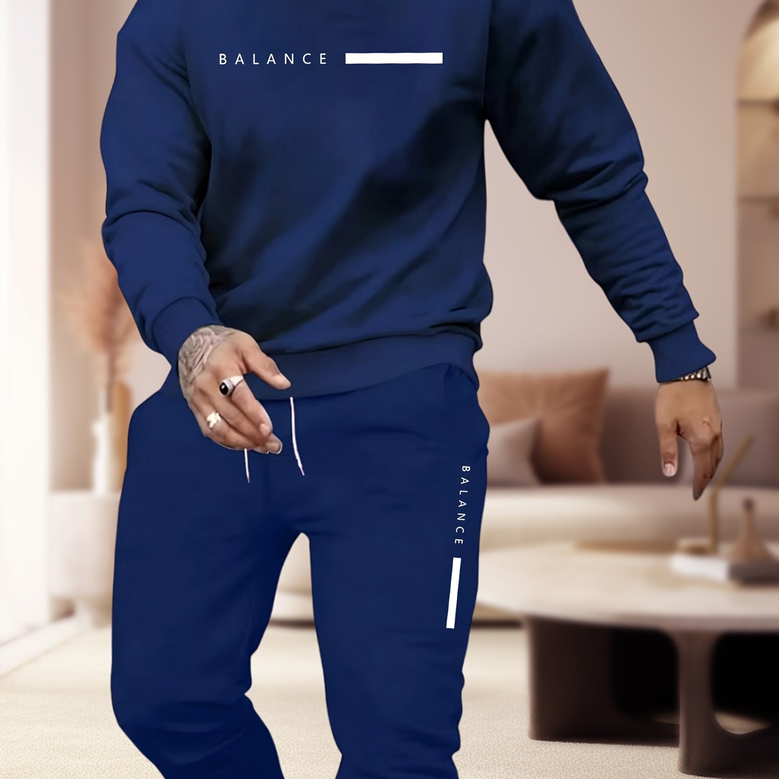 Men's Sweatshirt And Printed Casual Pants 2pcs Set