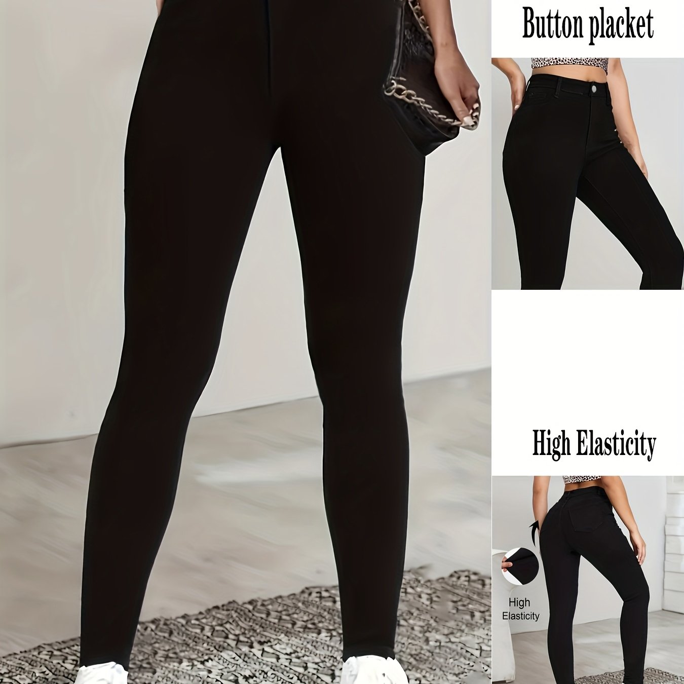 Women's Fashion Black Denim Pants
