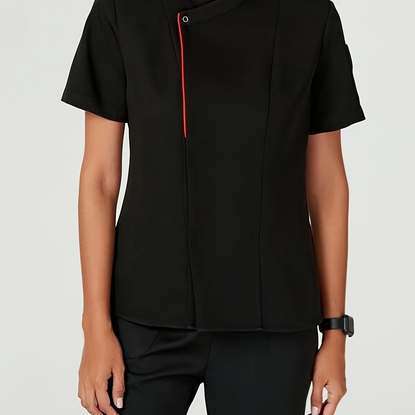 TEMU High-end Short-sleeve Workwear Set, Summer Multi-pocket 2pcs Set For Western Restaurants, Hotels, , Catering, And Baking - Summer