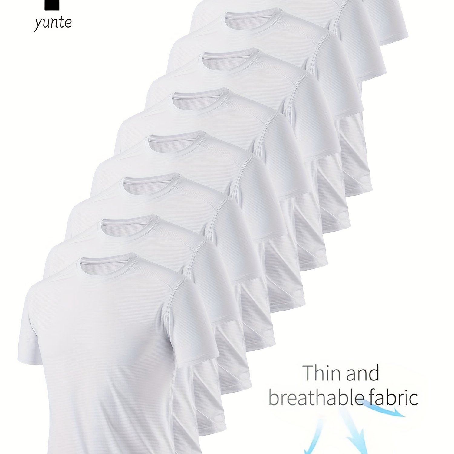 9pcs Men's Quick-dry T-shirts - Breathable, Sweat Absorbent Crew Neck Tees For Gym, Running & Training | Lightweight & Comfortable