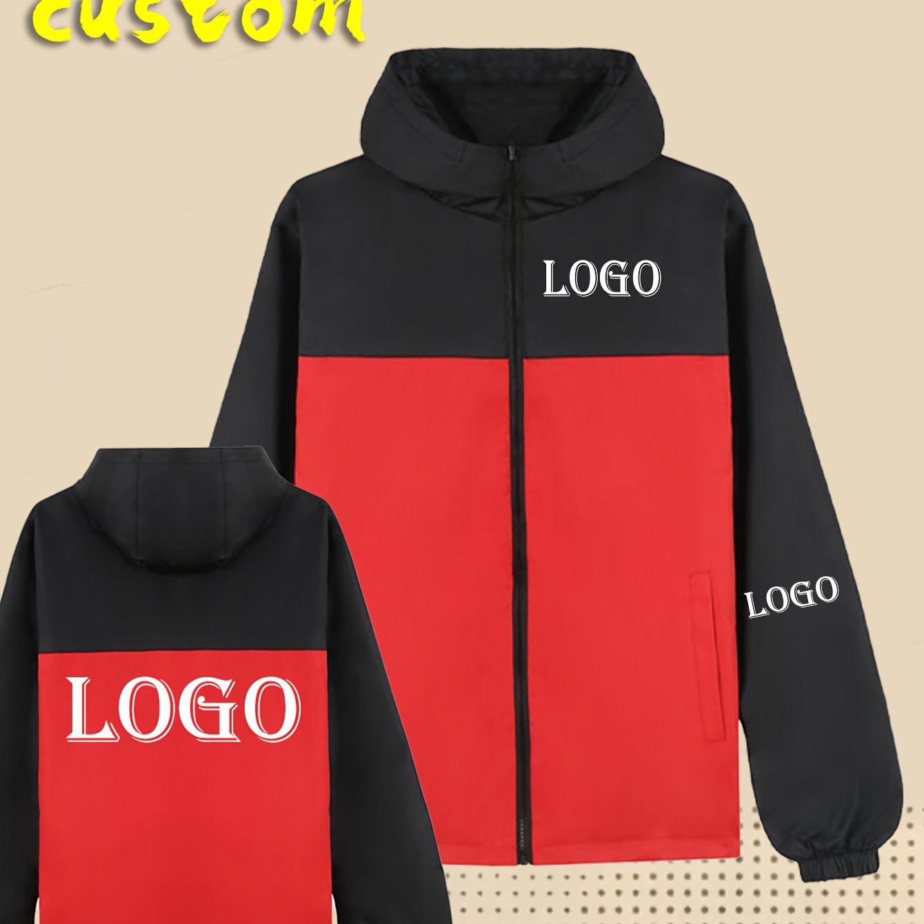TEMU Customized Windbreaker Jacket, New Hooded Jacket, Suitable For Work, Events, Teams, Corporate Use, Motorcycle Riding, Daily Wear, And Group