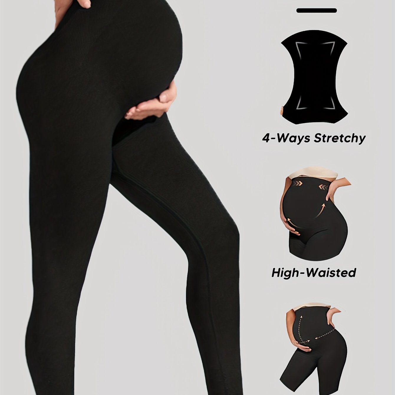 E-shop Dicke Umstands-Leggings, auch für Schwangere mit großem Bauch geeignet. Herbst- Winter-Leggings in großen Größen, eng anliegende Cropped-Hose,