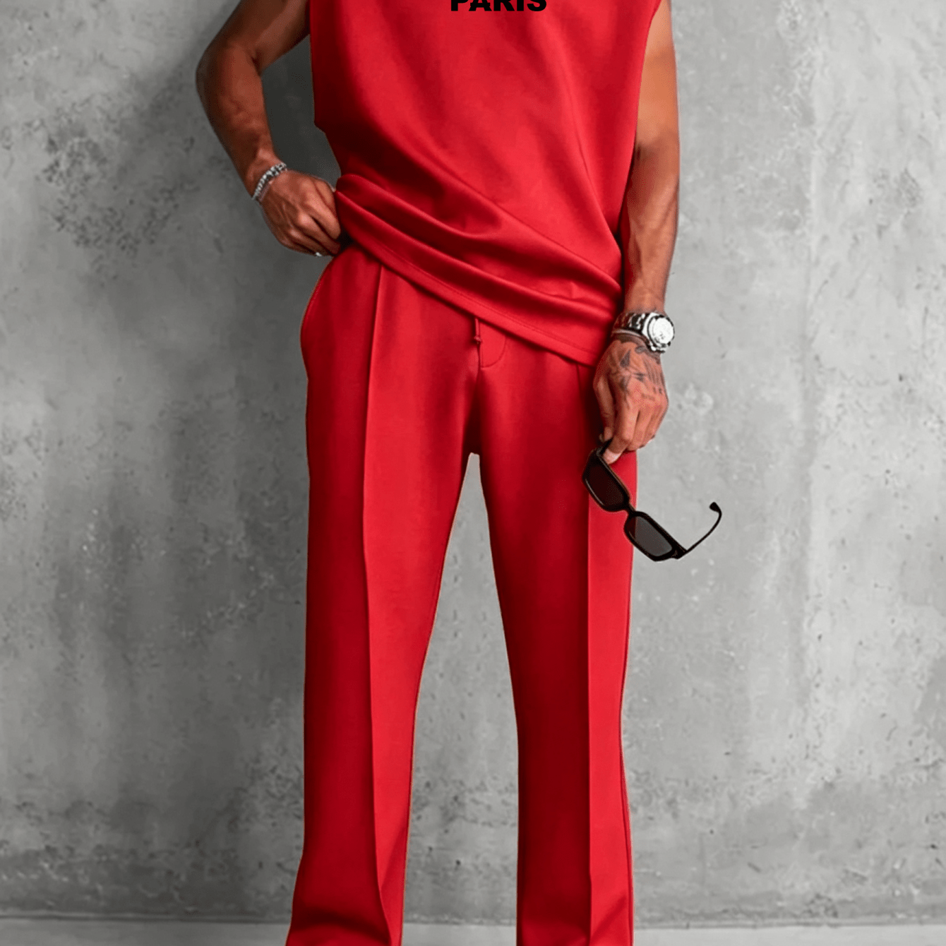 2pcs Set: Men's Casual Sportswear - Sleeveless Top + Drawstring Pants (multiple Colors ), Plus Size