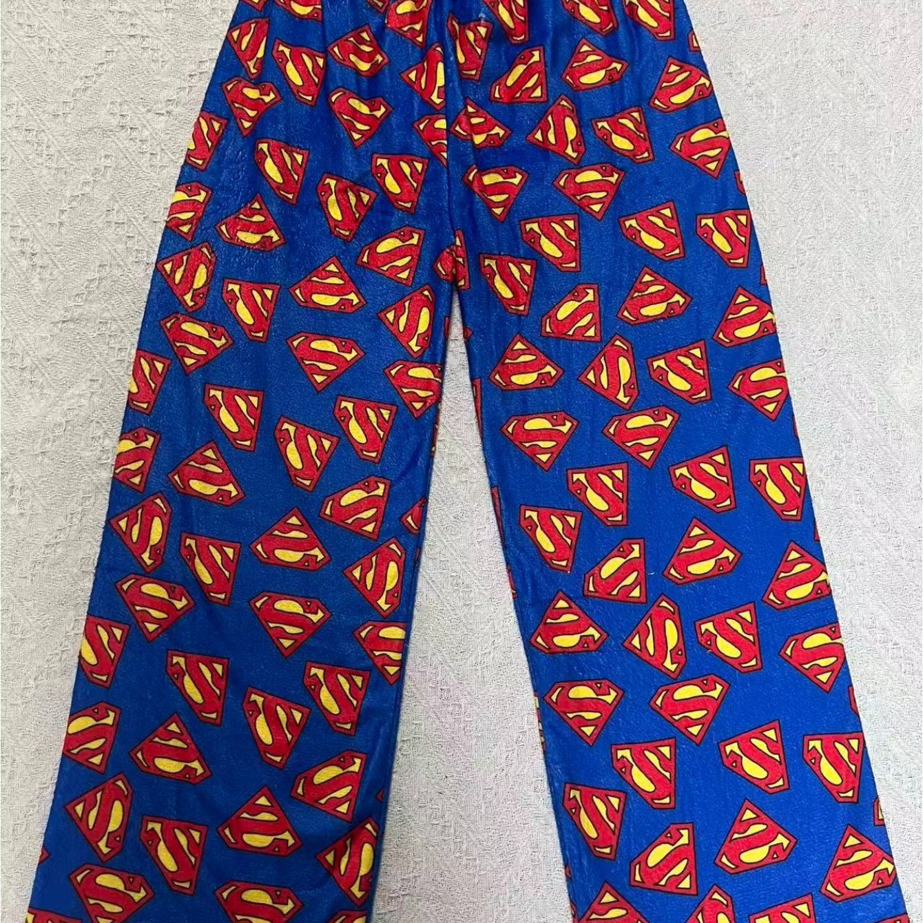 TEMU Superman Flannel Thickened Winter Warm Soft Fleece Pants, Loose Trousers Long Pants For Outdoor Walking