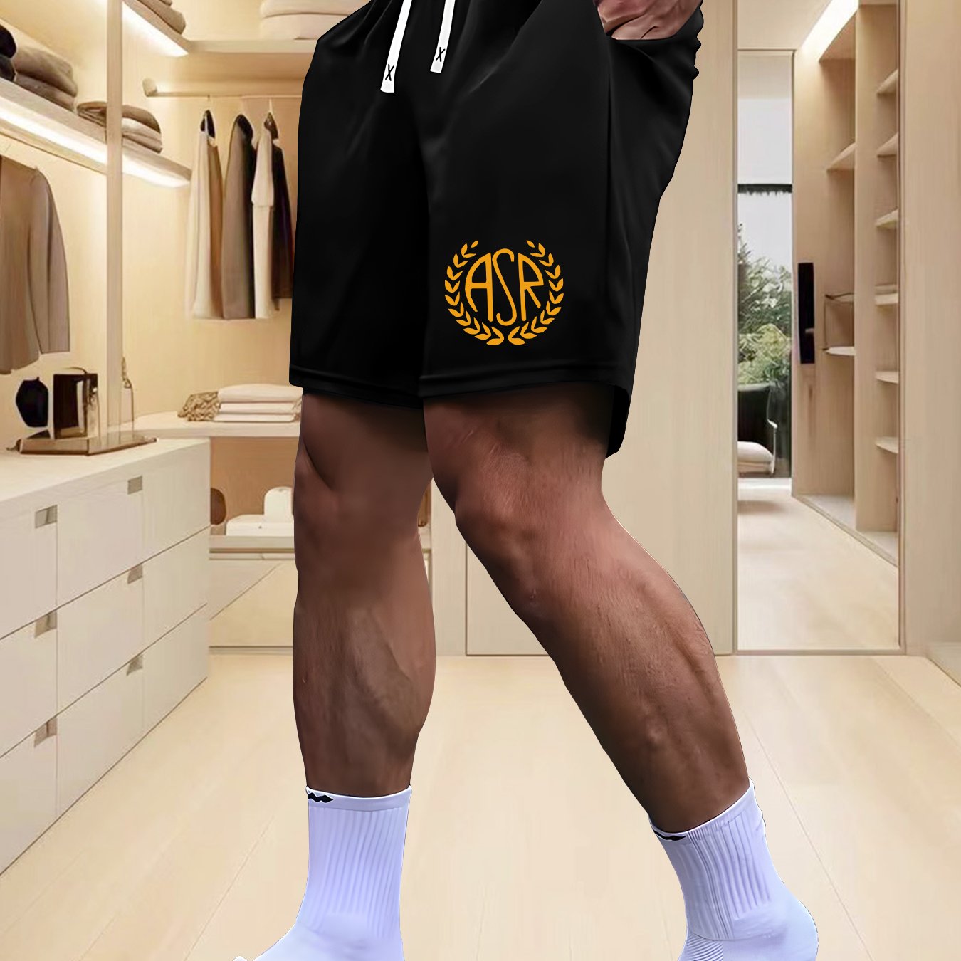 TEMU Pantaloncini estivi da con stampa ASR, abbigliamento fitness casual con coulisse per attivit� , casa e spiaggia
