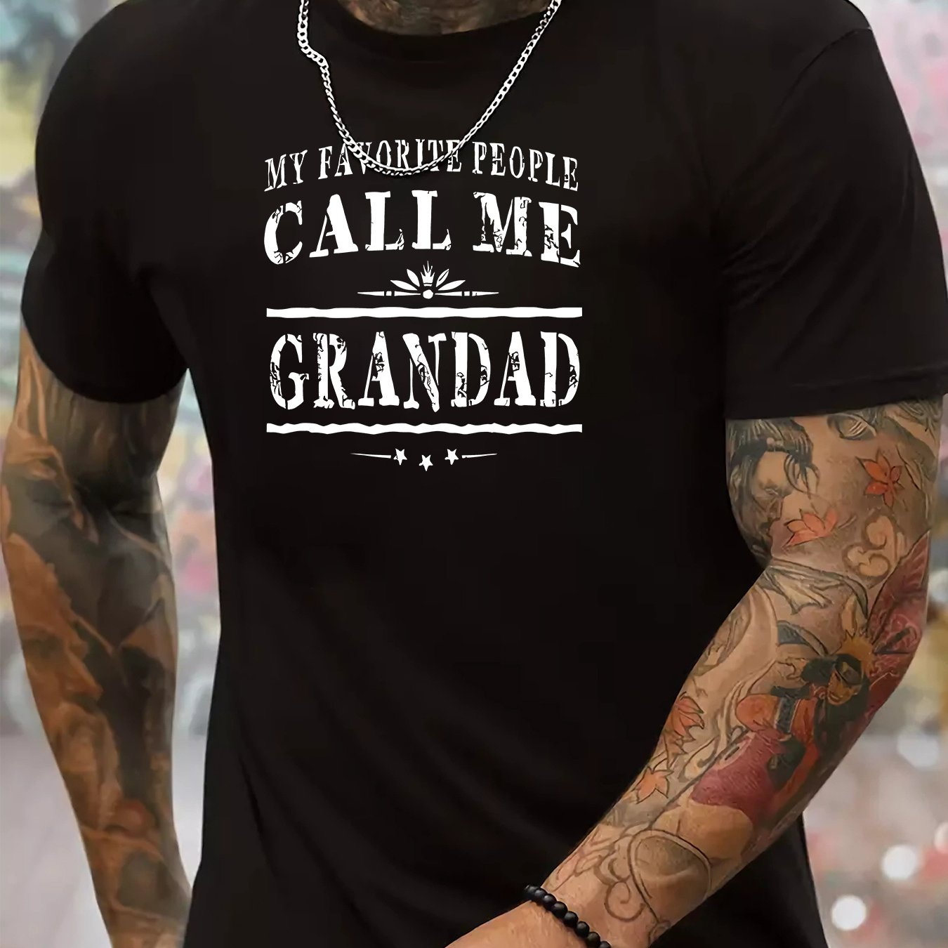 TEMU Grandad Print Tee Shirt, Tees For Men, Casual Short Sleeve T-shirt For Summer