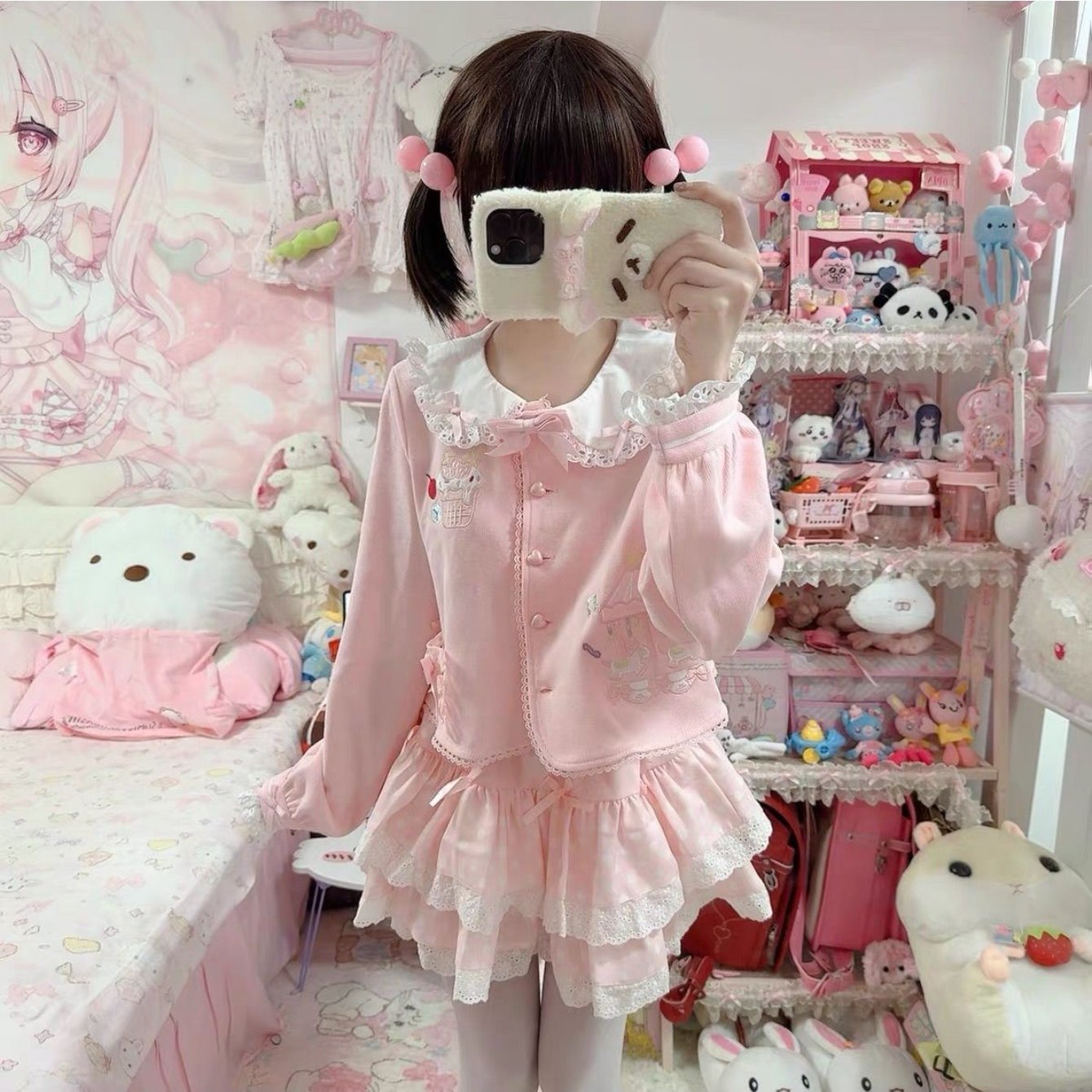 TEMU 甘い新作春/秋ブラウス、かわいい長袖シャツトップ、ロタイルブラウス