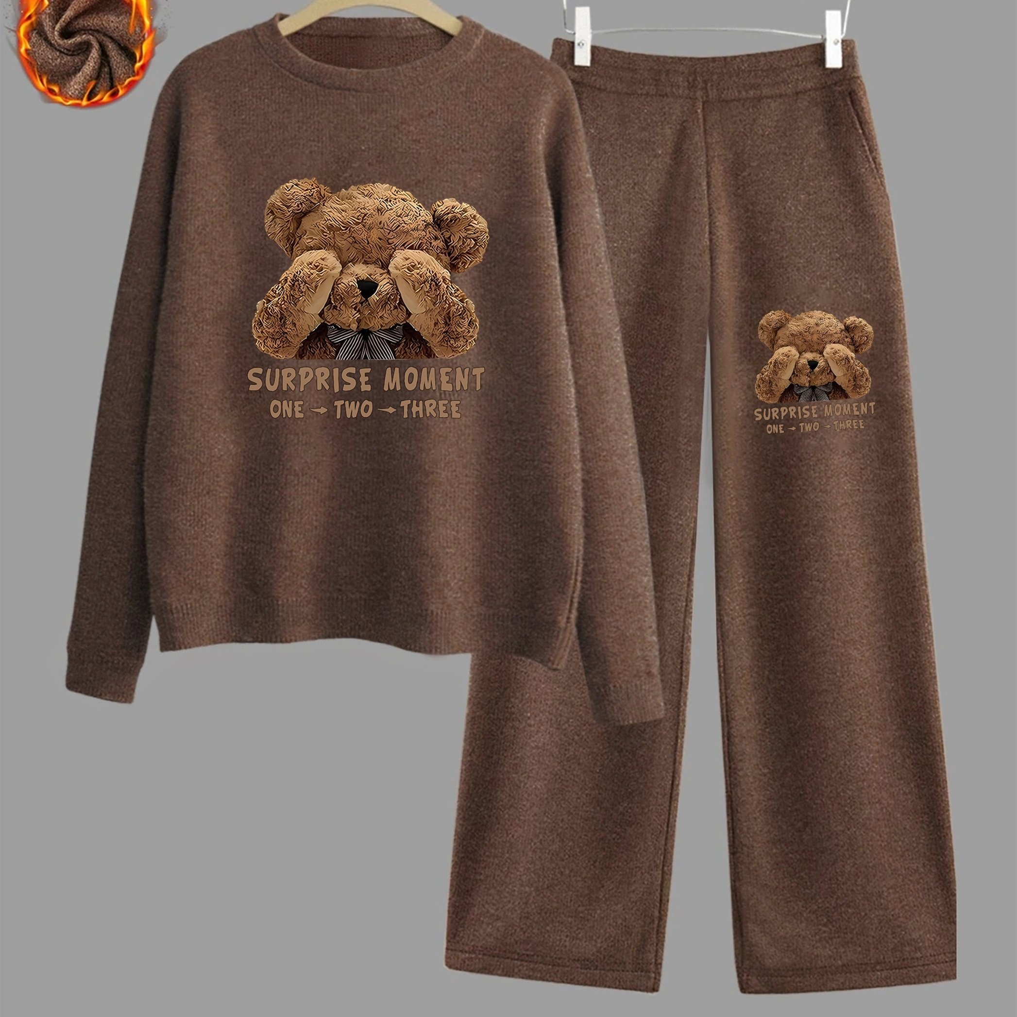 TEMU Women's Fashion Print Round Neck Sweater Set