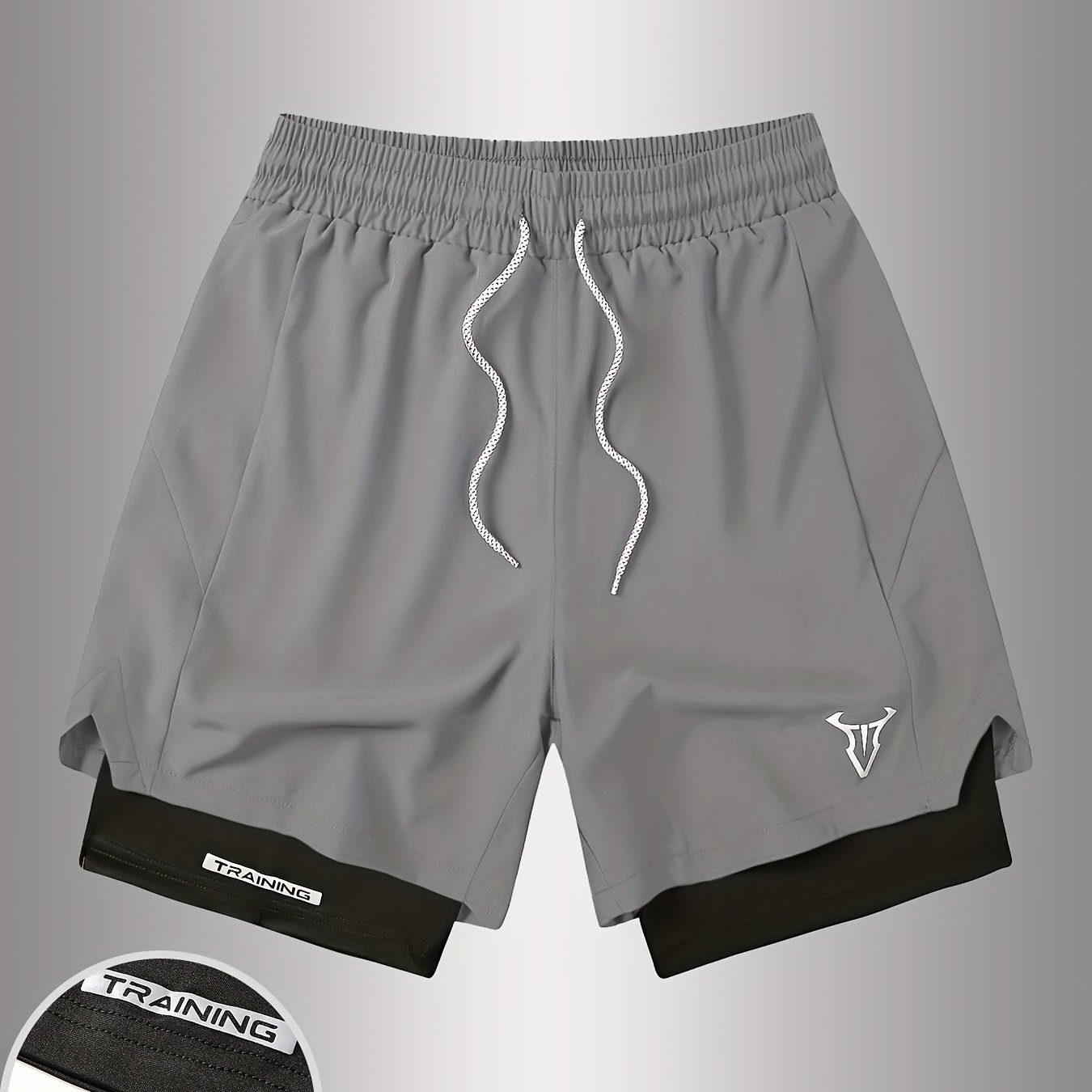 TEMU Men's Casual Athletic Shorts With Print, Design, Elastic Waistband, Pockets, And Drawstring - Gray, Summer Outdoor Activities, Summer Shorts |