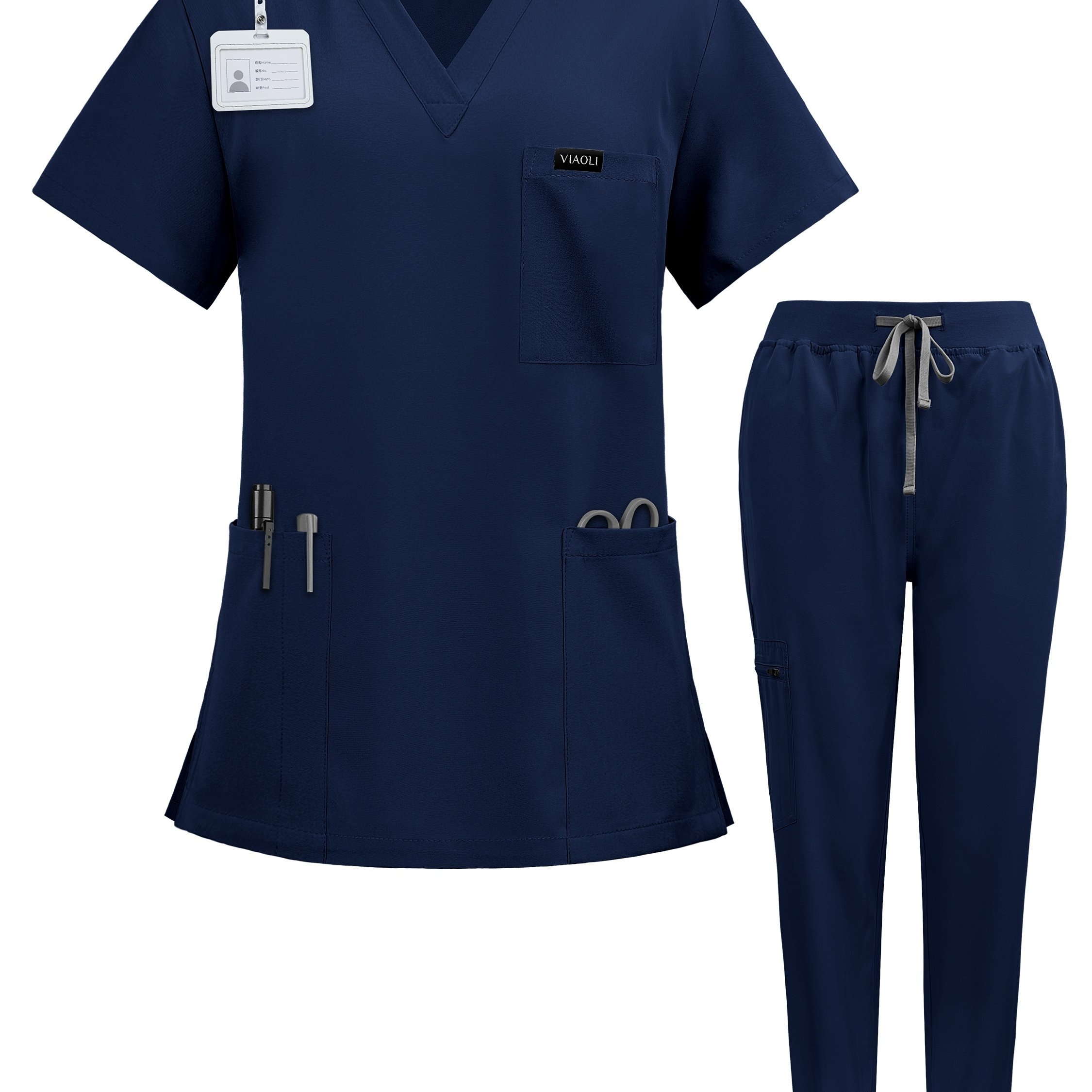 TEMU Unisex Surgical Uniform Nurse Accessories Veterinary Scrub Uniform Work Clothing Nursing Suit, Nurse Scrubs, Nurse Pants, Nursing Scrubs Set For