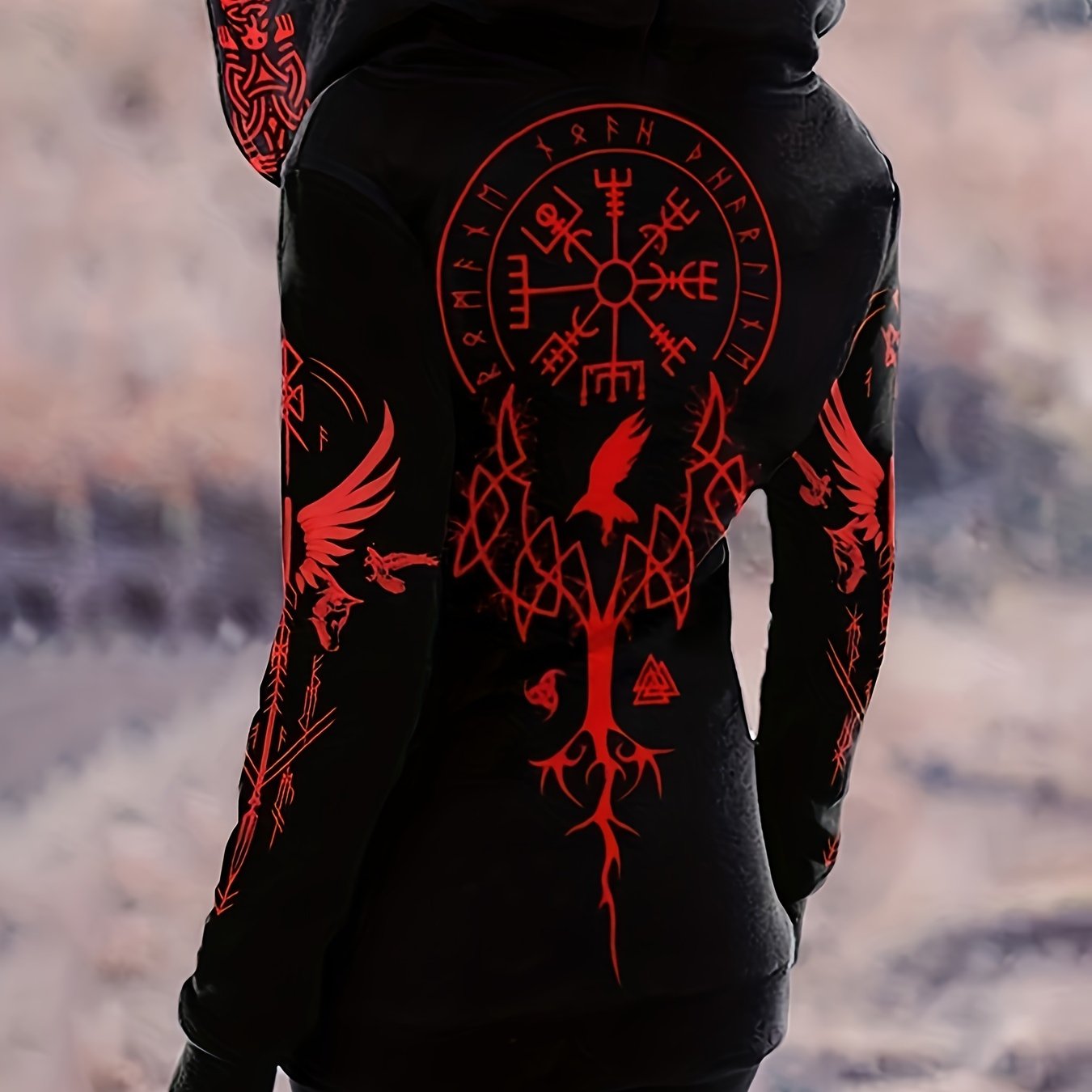 トップス Tribal Zip Up Hooded Sweatshirt ACRO TOKYO][REFLEM] Tribal Zip-Up Hoodie with Rhinestones