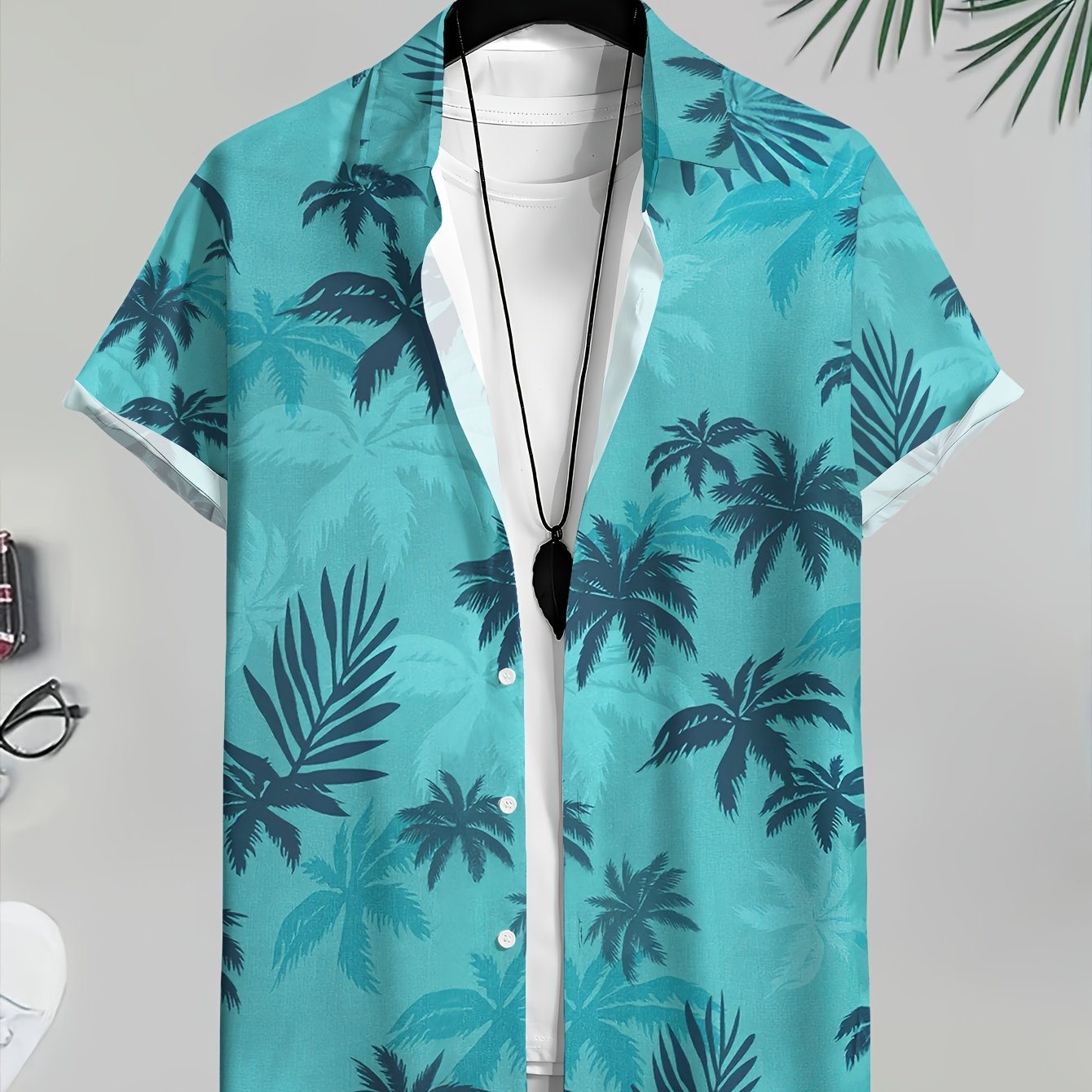 TEMU Men's Short-sleeve Shirt With Coconut Tree Print