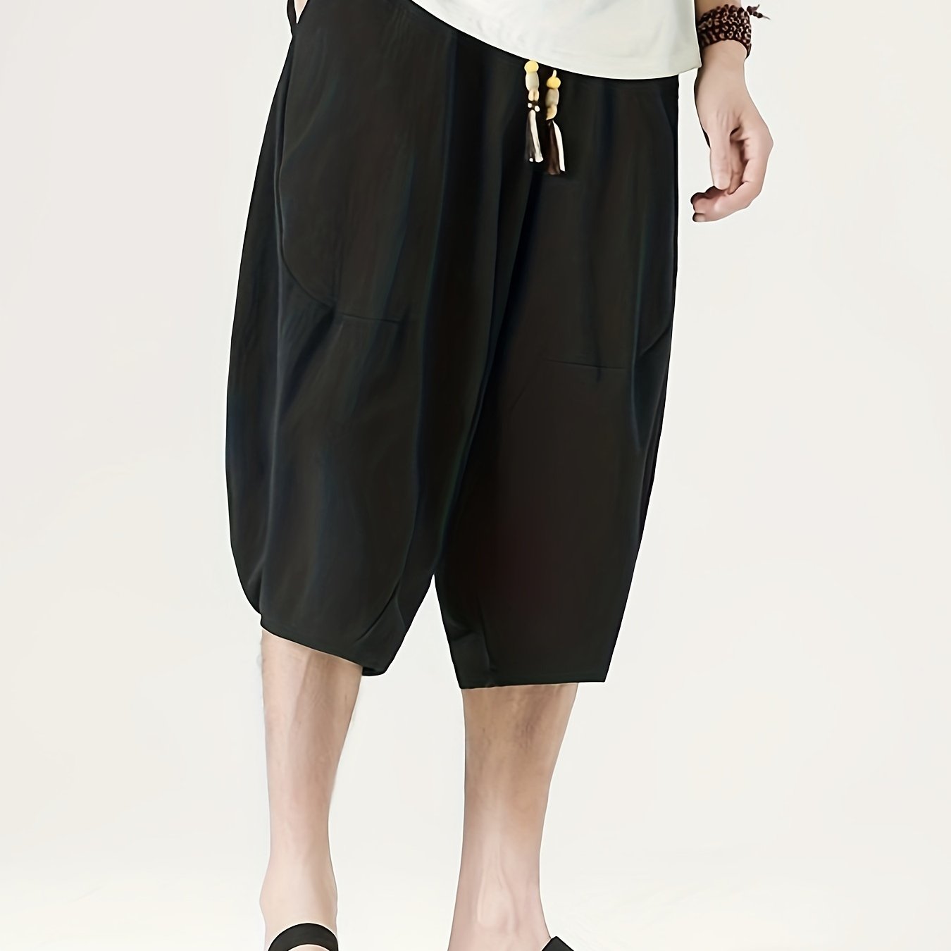 TEMU Cropped Pants , Casual Drawstring Pants For Summer