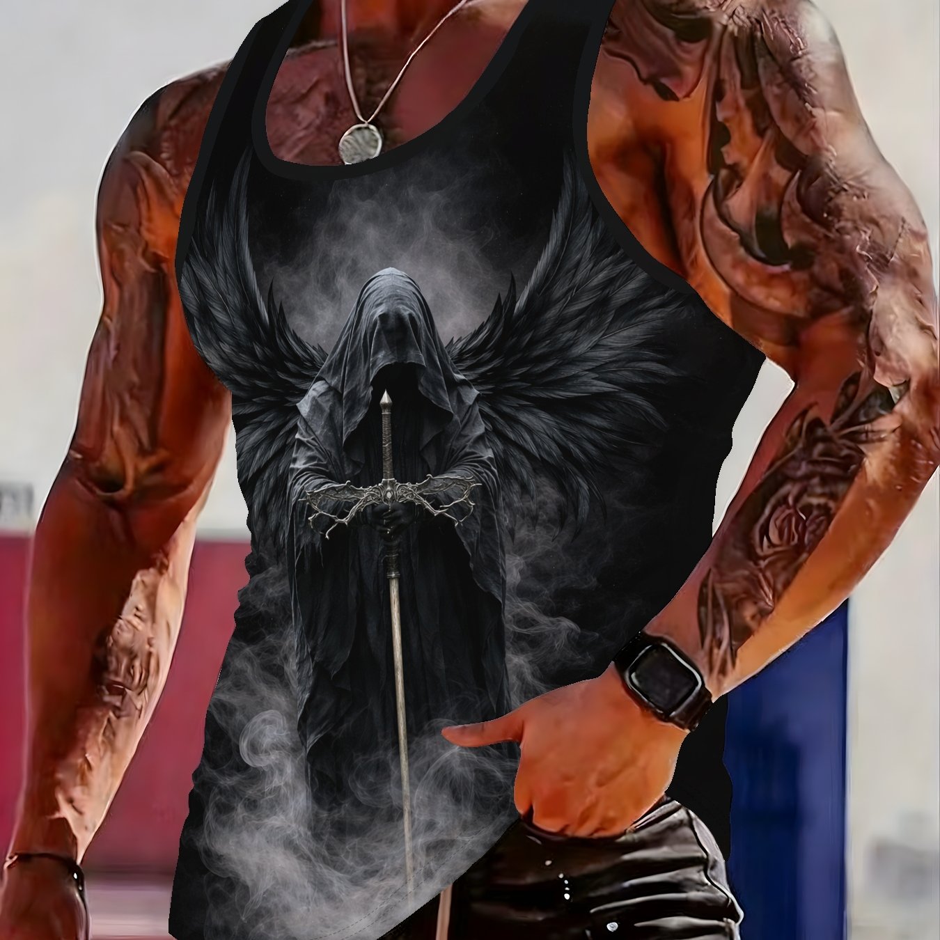 TEMU Men's Sleeveless Tank Top, Lightweight And Breathable Men's Shirt, Suitable For Casual Wear In All