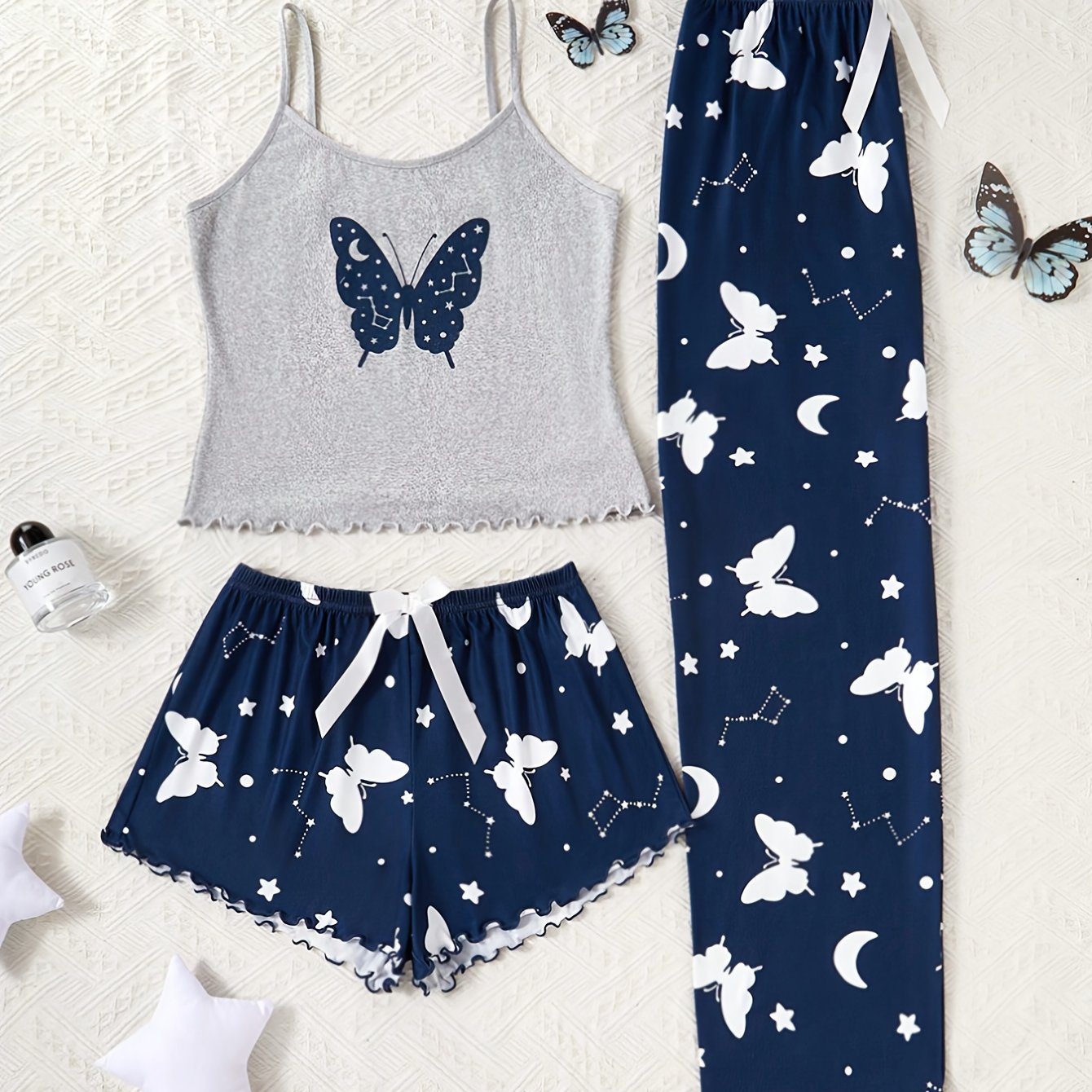 TEMU Starry Sky Pattern Women's 3pcs Camisole Sleepwear Set