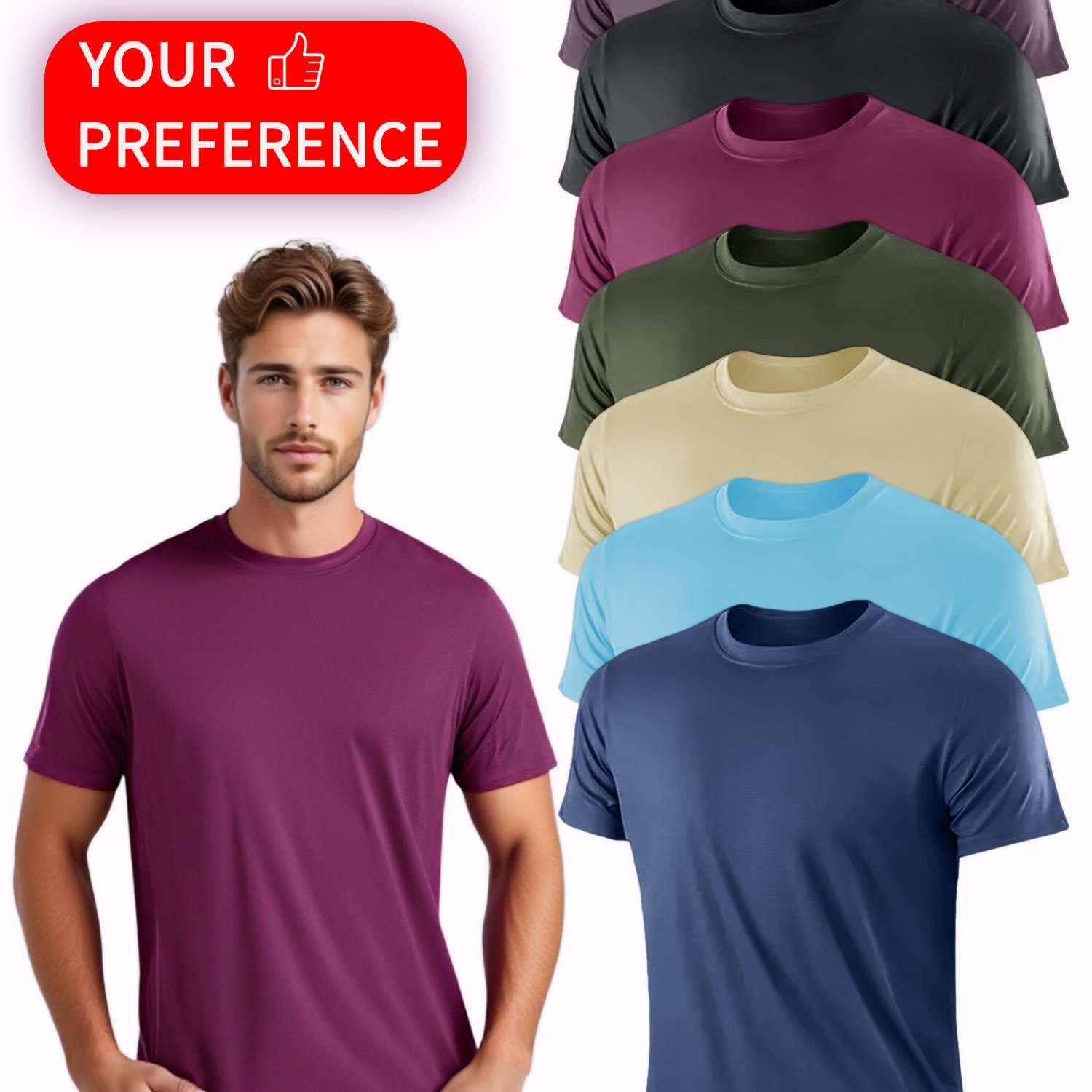 TEMU Set Of 7 Men's Lightweight, Fast-drying, And Breathable T-shirts, Featuring A Soft And Comfy Crew Neck Design. Ideal For Any Season, Gym