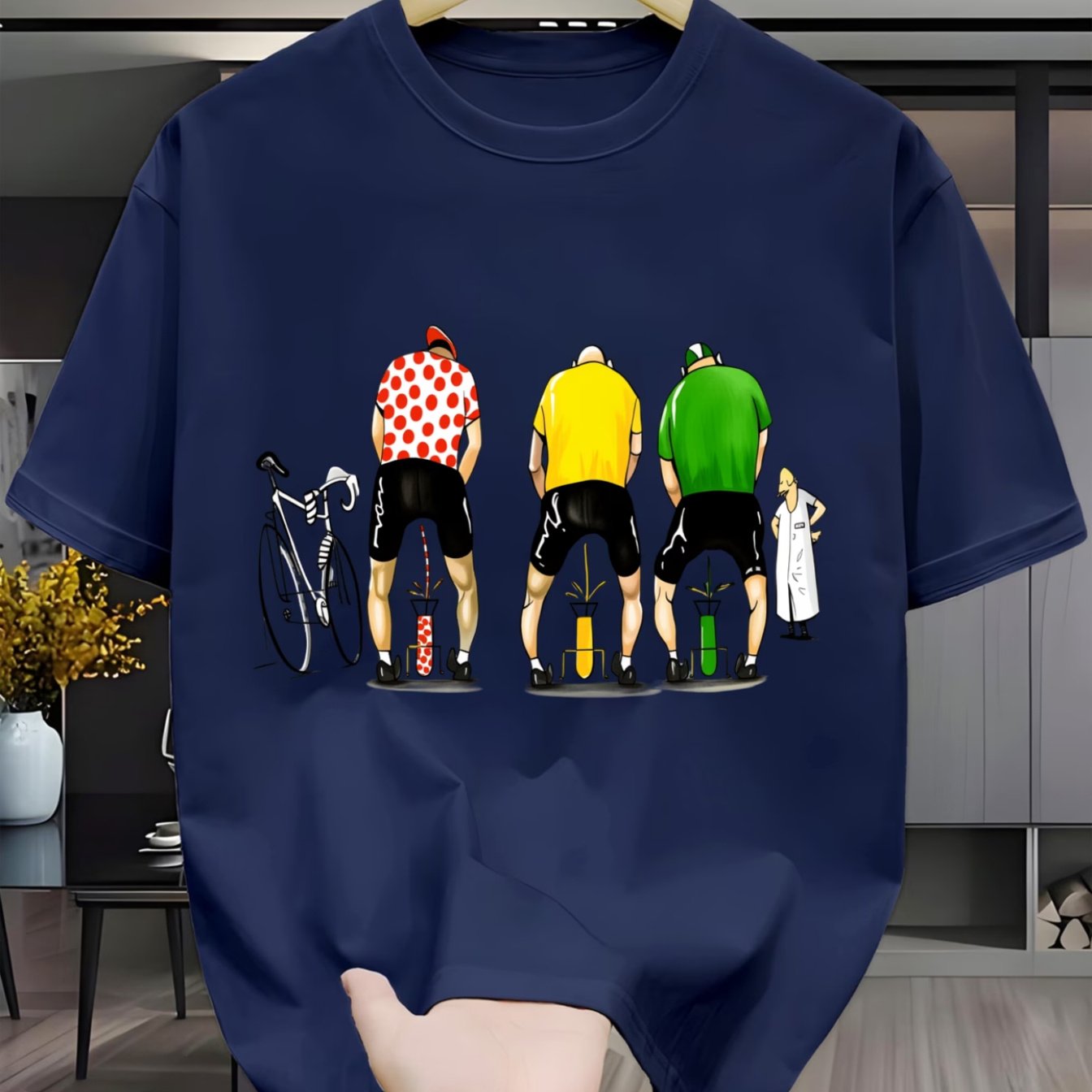 TEMU Cyclist In Colorful Cycling Jersey Men's Casual Short-sleeve Crew Neck T-shirt Outdoor Short-sleeve Casual Breathable T-shirt High-end Printed