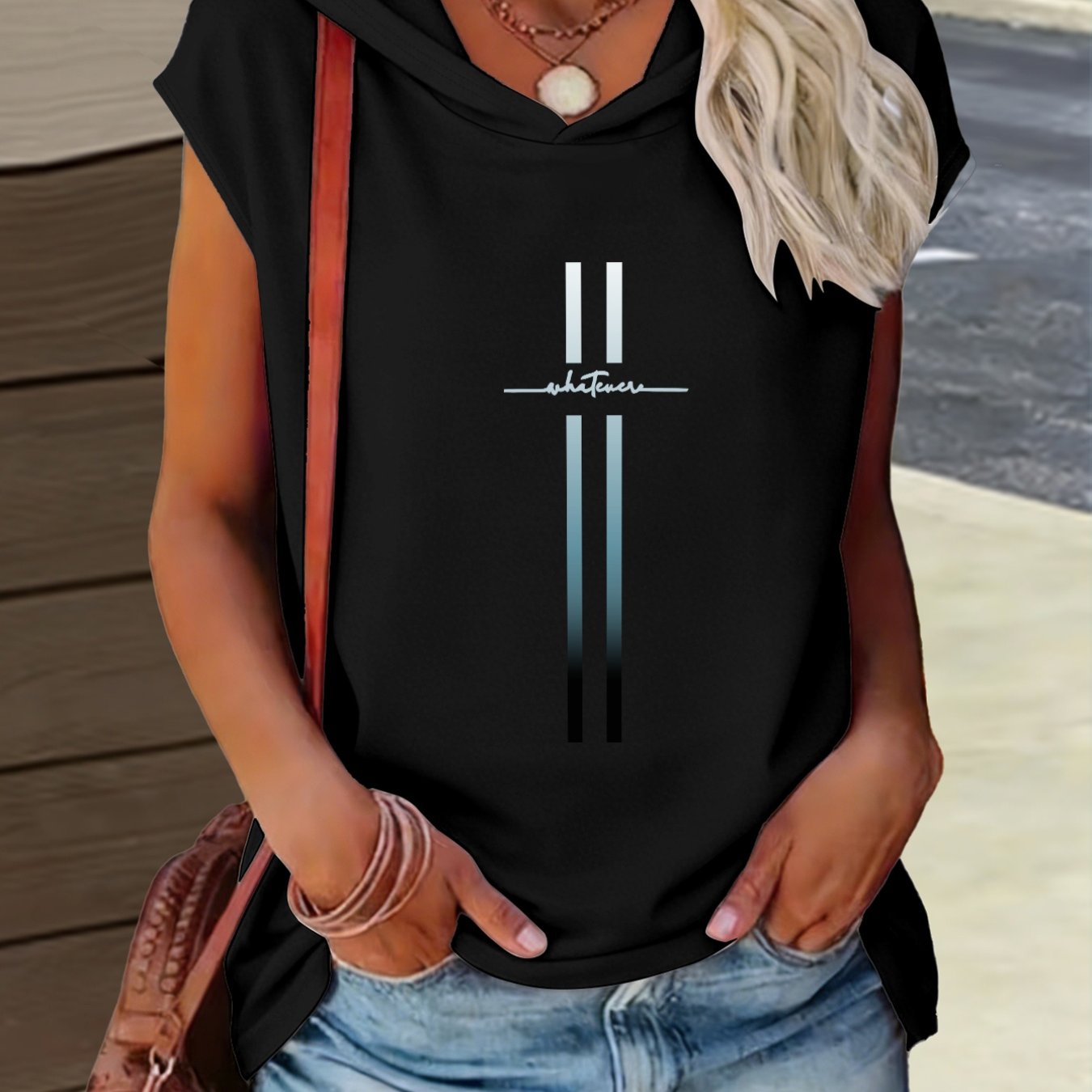 Image of 1pc Hooded Highlight Comfortable Versatile Style Summer New Y2k Style Women's Sportswear Elegant Fashionable Comfortable T-shirt Top