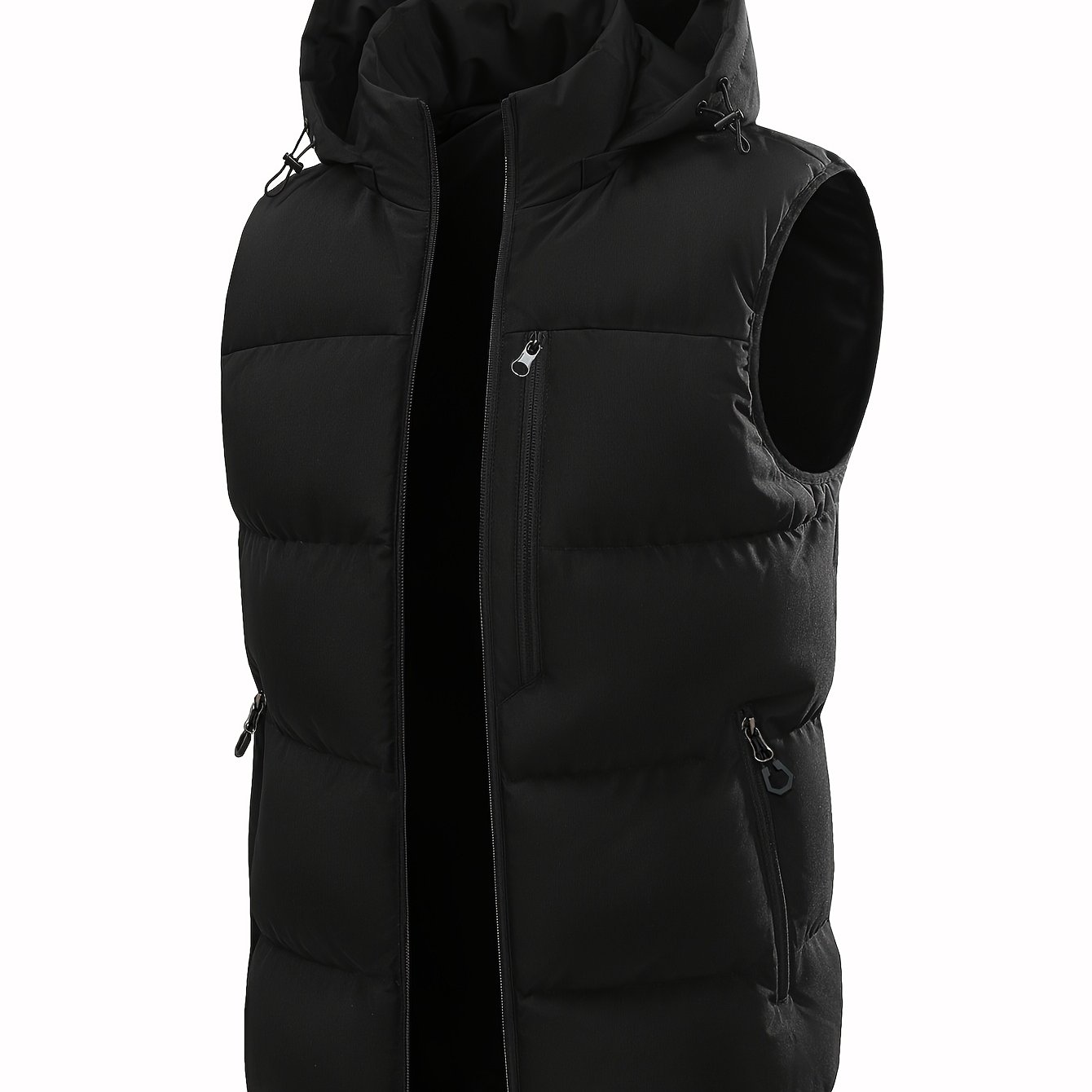 Men's Winter Warm Sleeveless Padded Vest Casual Hooded Jacket Detachable Thickened Outerwear Vest Contrast Men Women Couple Same Style Elastic Windproof -resistant New Style