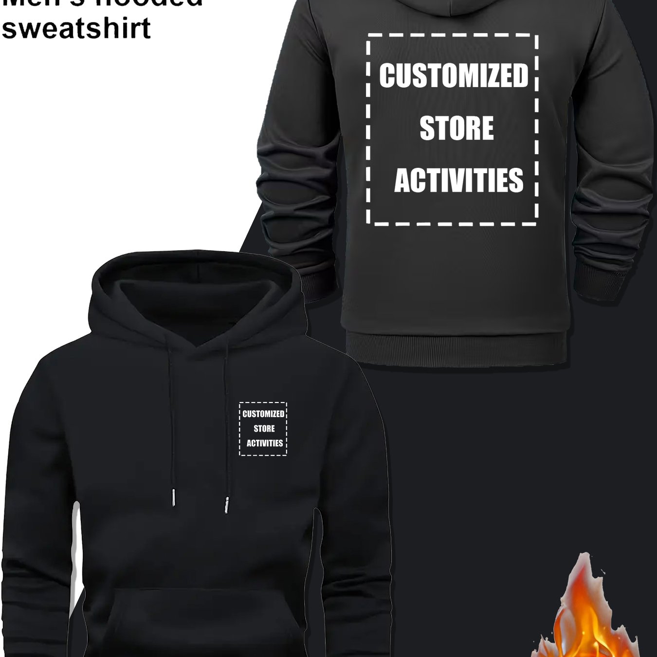 TEMU [customizable] Customizable Men's And Women's Sweatshirt Hoodie - Front And Back Customization With Kangaroo Pocket, Machine Washable, Suitable