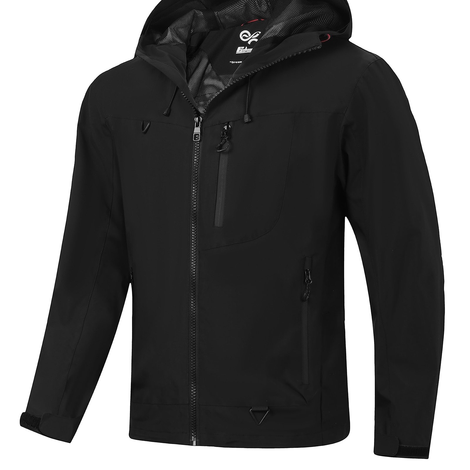 Image of Men's Softshell Jacket With Hood, 100% Polyester, Jacket For Spring And Autumn With Multiple Zipper Pockets For Hiking And Daily Use