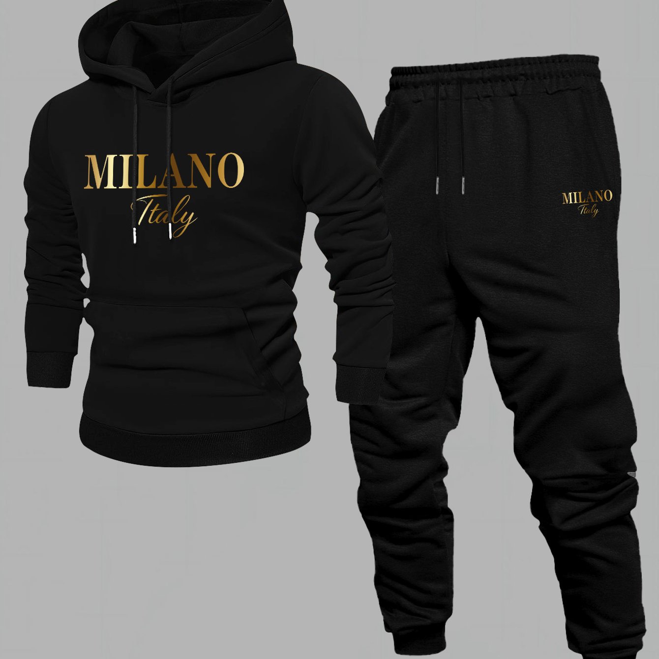 E-shop Zweiteiliger Herren Freizeit Kapuzenpullover Sweatshirt Trainingsanzug Herbst und Winter Neues lockeres Oberteil Kapuzen Sport Freizeit Wei